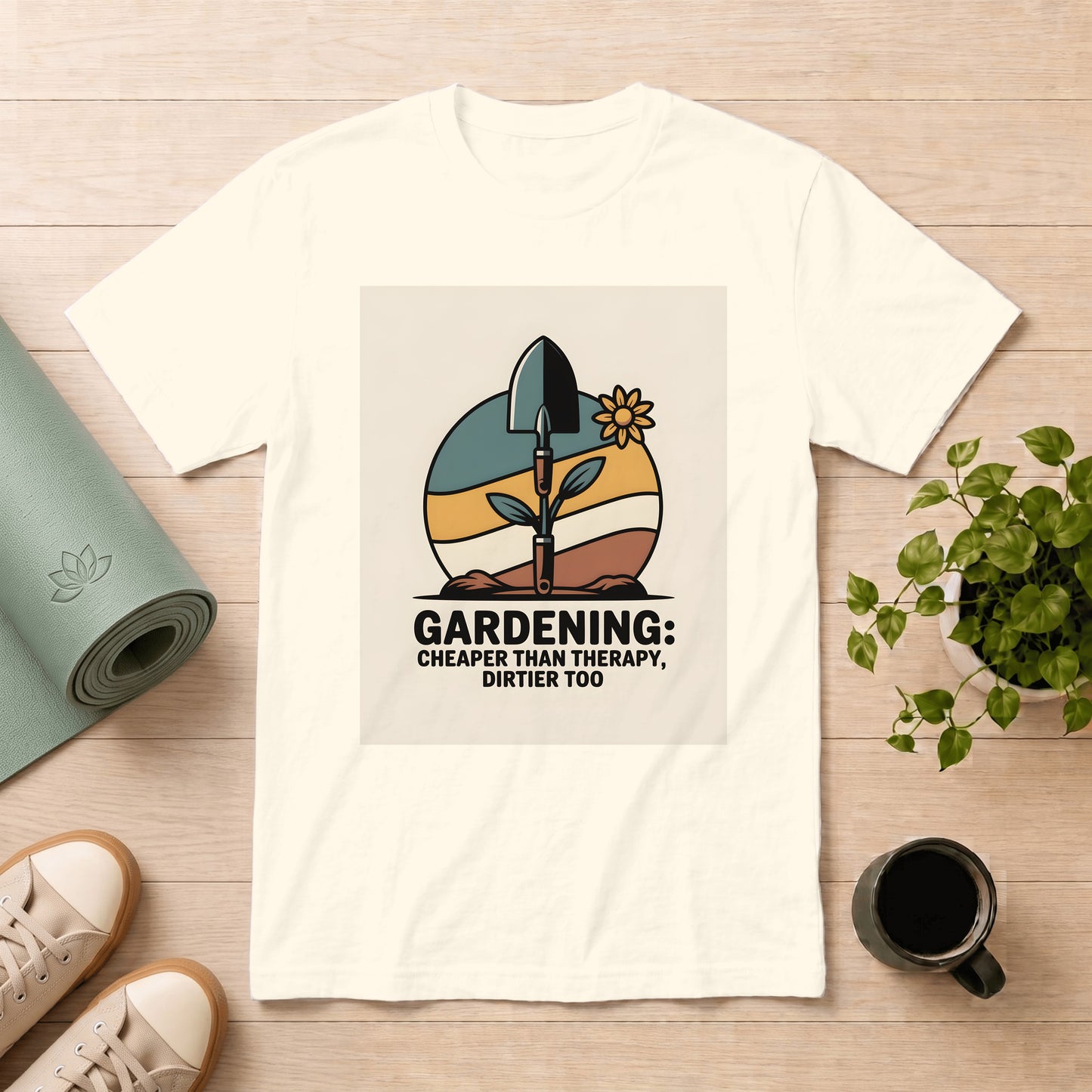 Gardening T-Shirt — "Gardening: Cheaper Than Therapy, Dirtier Too" Vintage Plant Lover Tee