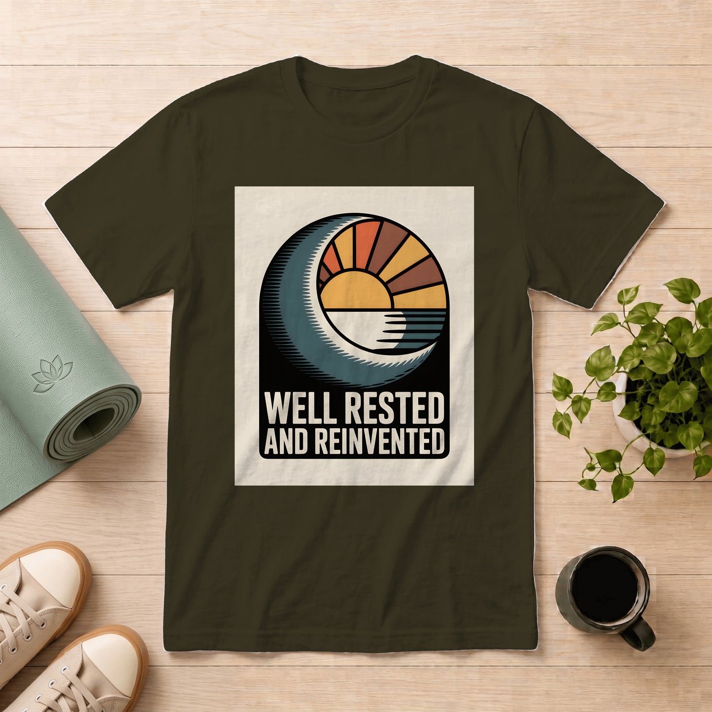 Well Rested and Reinvented T-Shirt — Retro Sunrise Graphic Tee