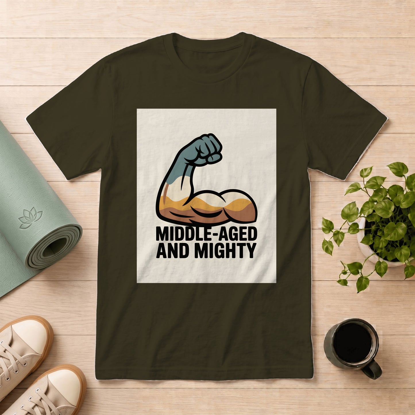 Middle-Aged and Mighty T-Shirt — Funny Gift for Dad, 40s-50s Pride Tee