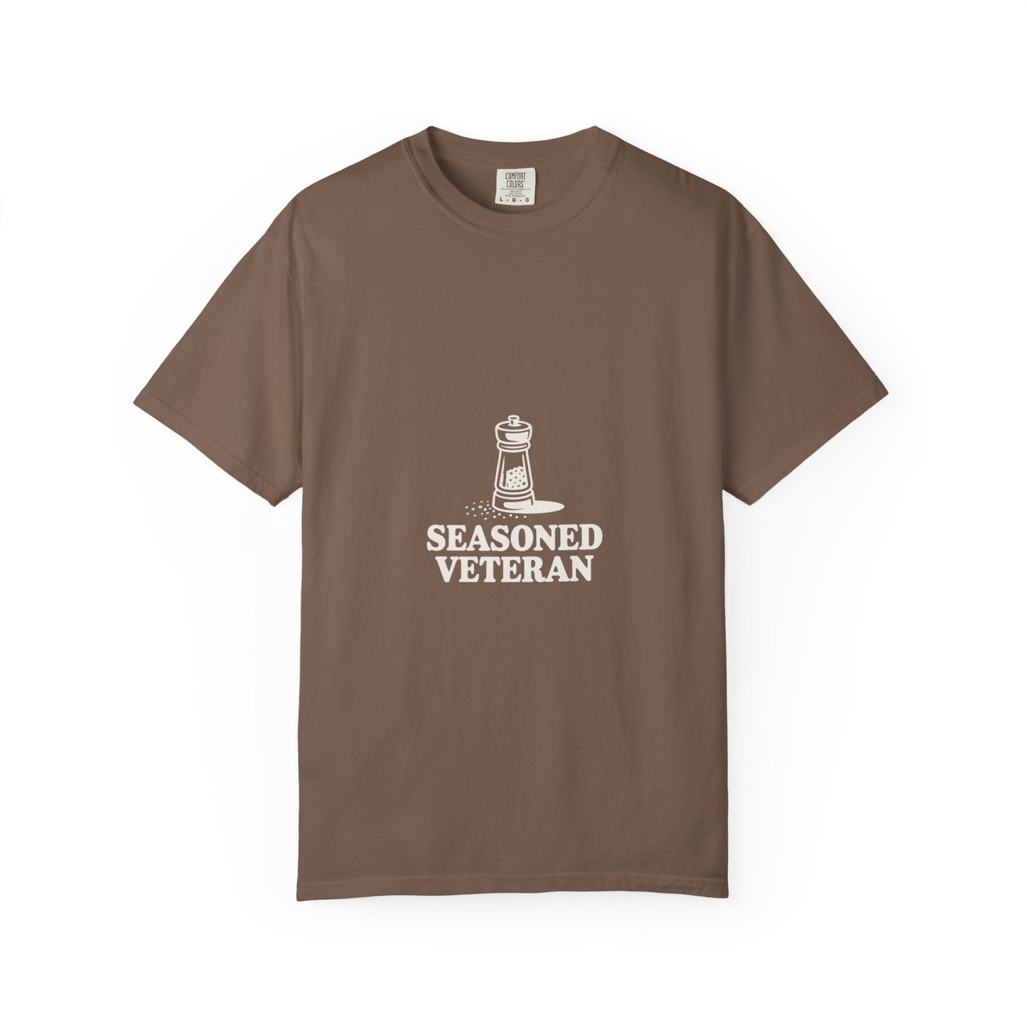 Seasoned Veteran T-Shirt — Military Pride Graphic Tee with Salt Shaker Design