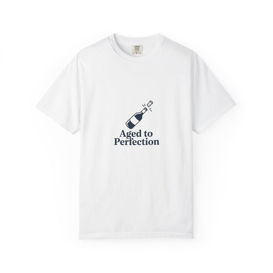 T-Shirt — "Aged to Perfection" Champagne Bottle Graphic