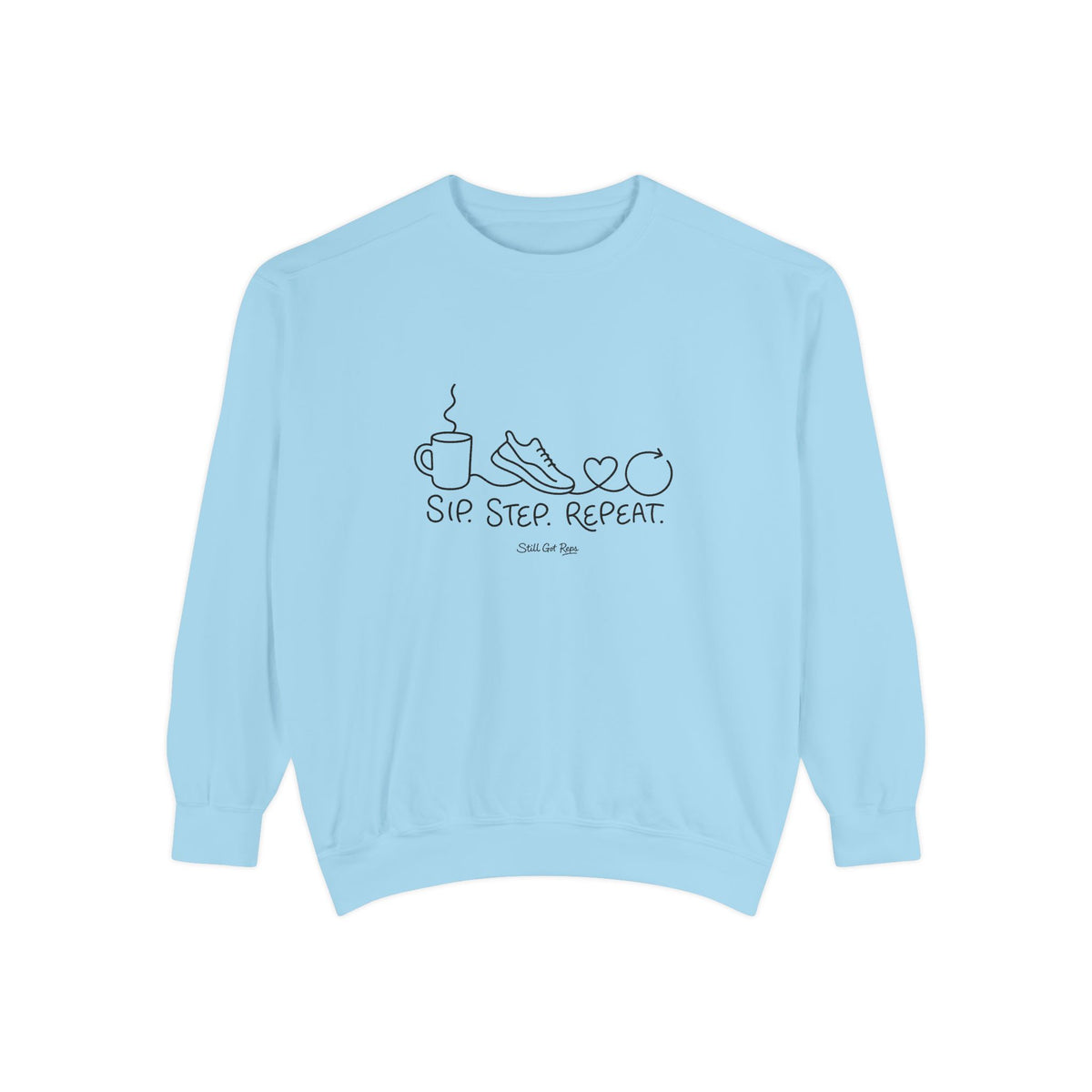Lifestyle Wellness Pullover | Sip Step Repeat Graphic Sweatshirt | Daily Step Top