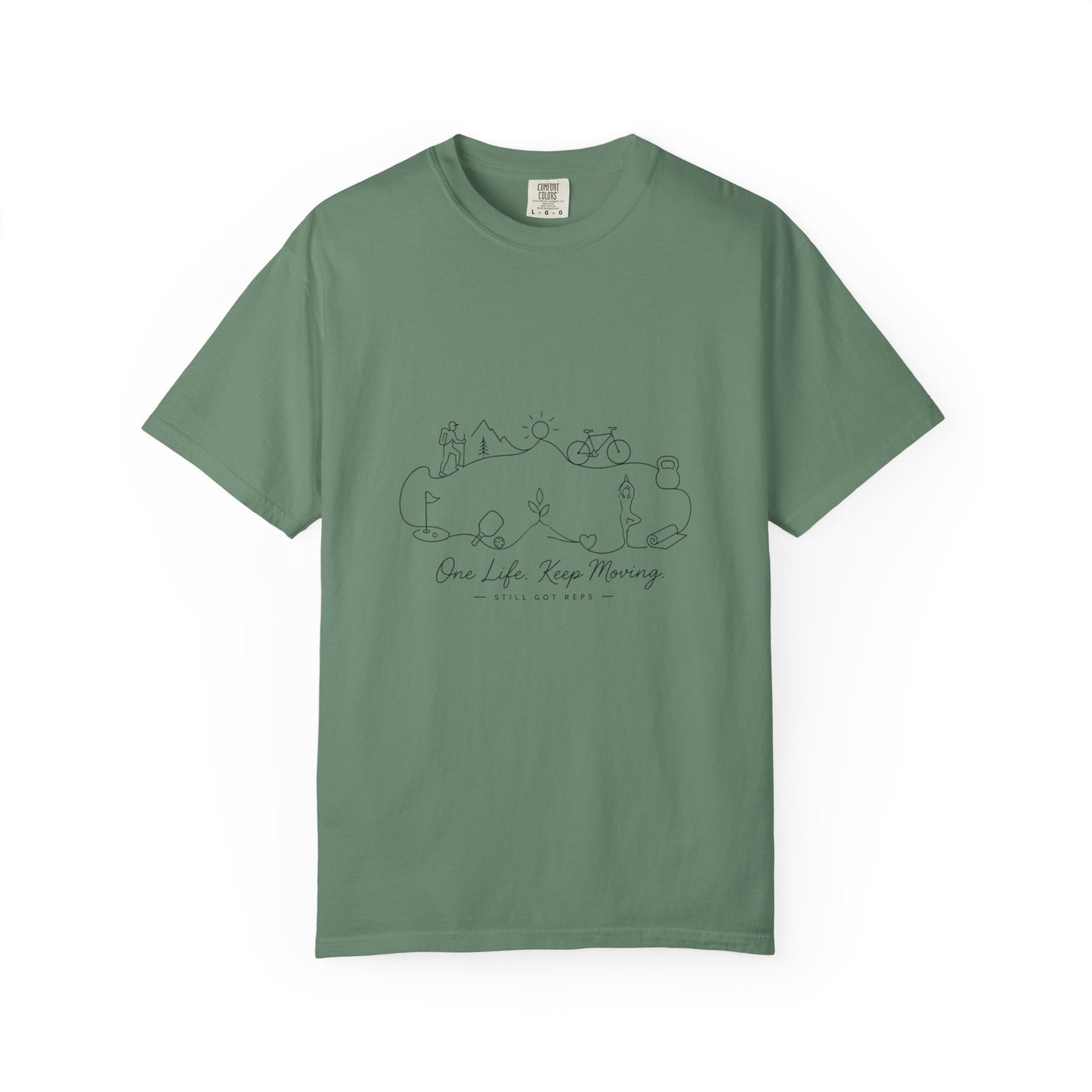 Adventure Line Art T‑Shirt — "One Life Keep Moving" Outdoor Minimalist Tee