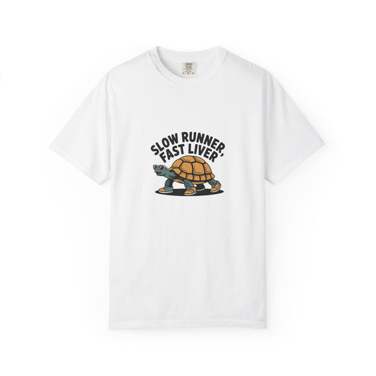 T-Shirt — "Slow Runner Fast Liver" Turtle Graphic Tee