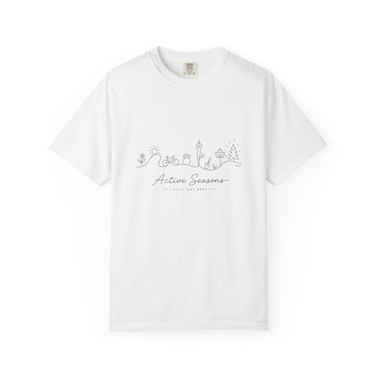 Active Seasons T-Shirt — Minimal Line Art Seasonal Graphic Tee