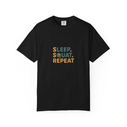 Sleep. Squat. Repeat. T-Shirt - Retro Fitness Gym Tee