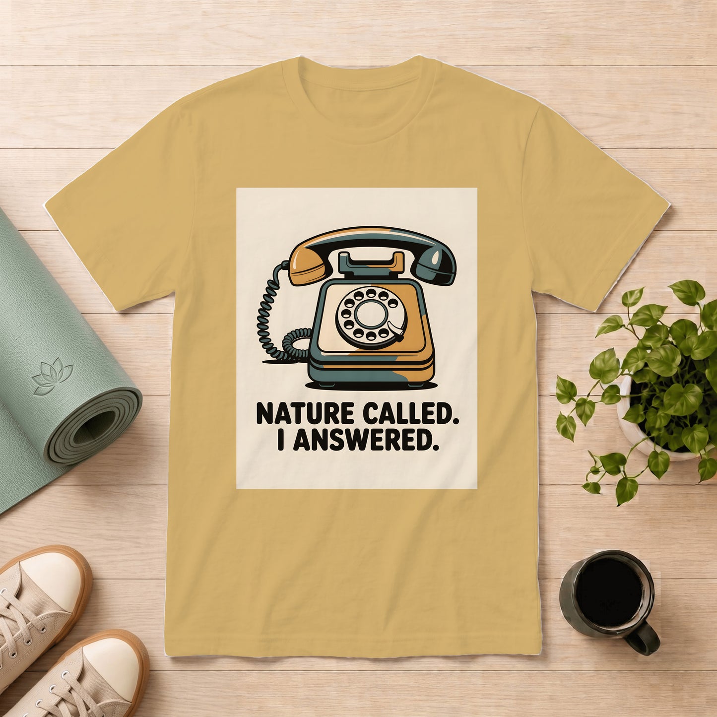 Nature Called T-Shirt — Retro Phone Graphic "Nature Called. I Answered."