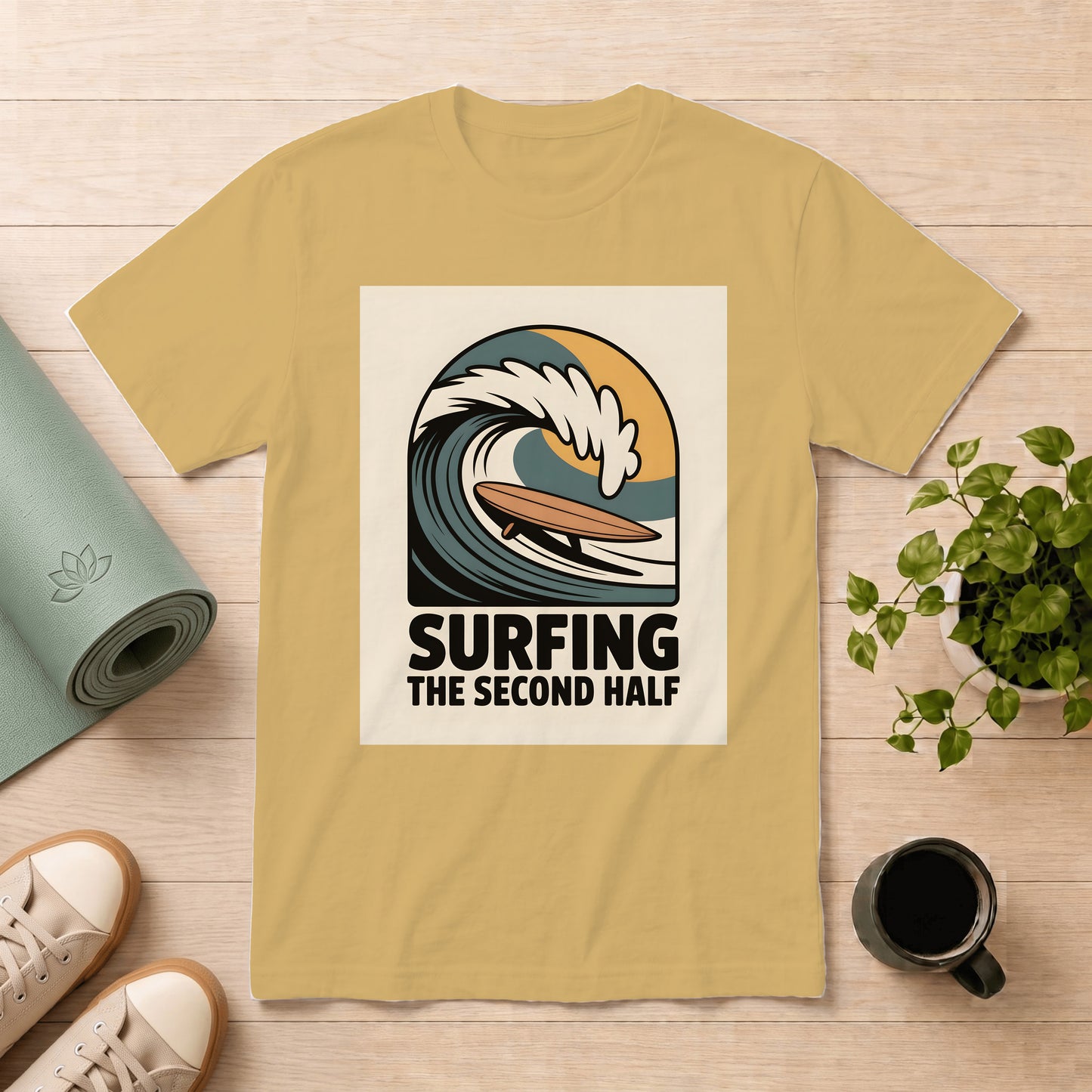 Surfing Tee - "Surfing The Second Half" Vintage Wave Graphic T-Shirt