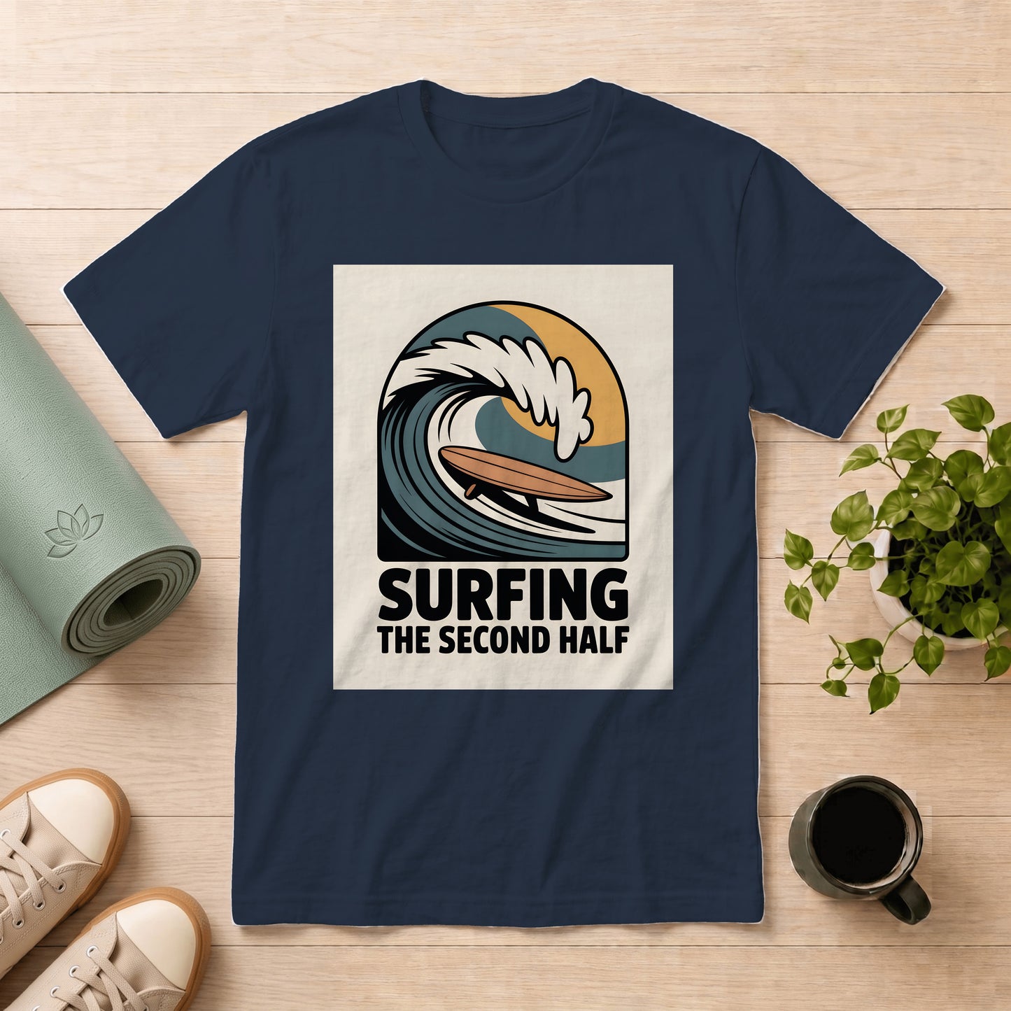 Surfing Tee - "Surfing The Second Half" Vintage Wave Graphic T-Shirt
