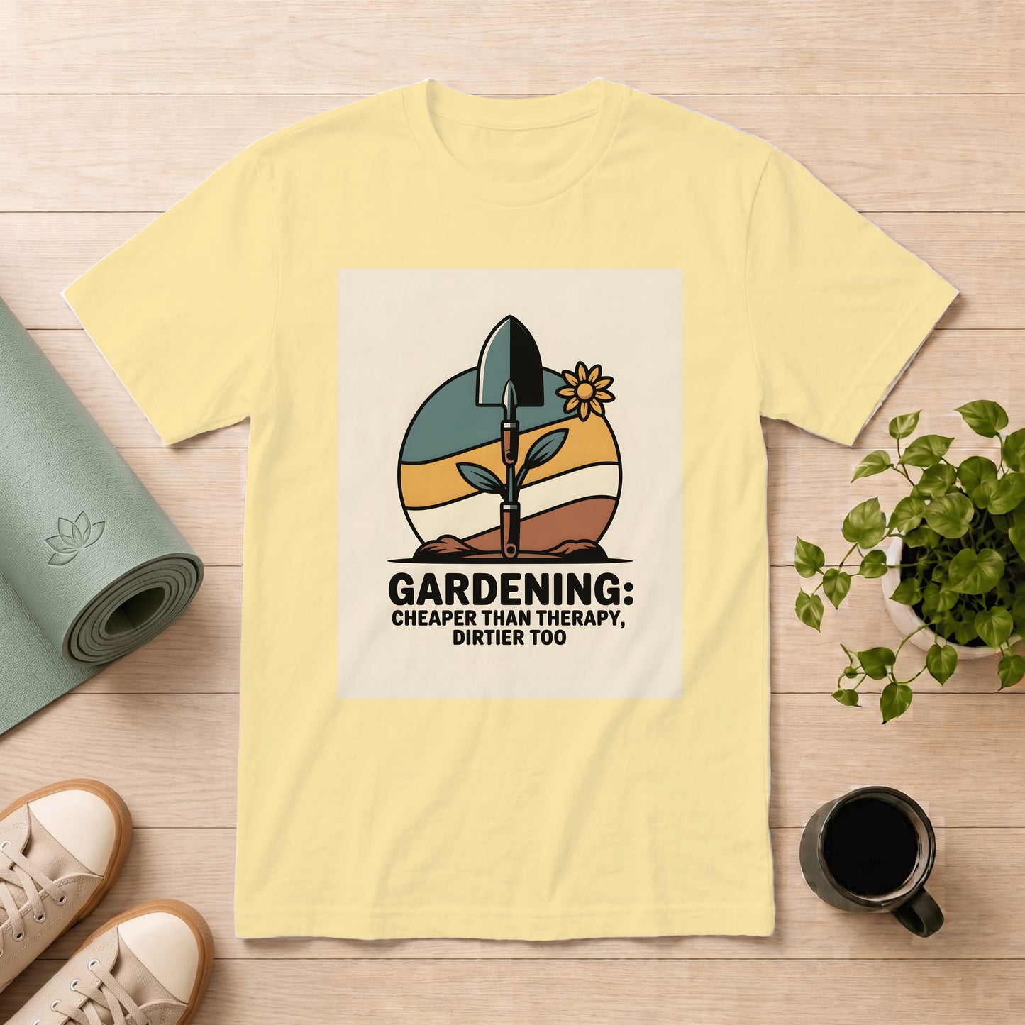 Gardening T-Shirt — "Gardening: Cheaper Than Therapy, Dirtier Too" Vintage Plant Lover Tee
