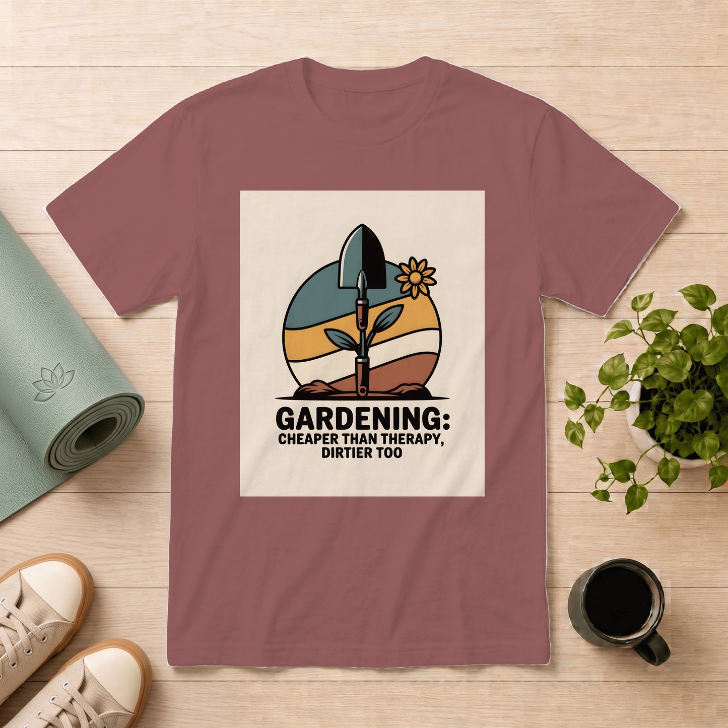 Gardening T-Shirt — "Gardening: Cheaper Than Therapy, Dirtier Too" Vintage Plant Lover Tee