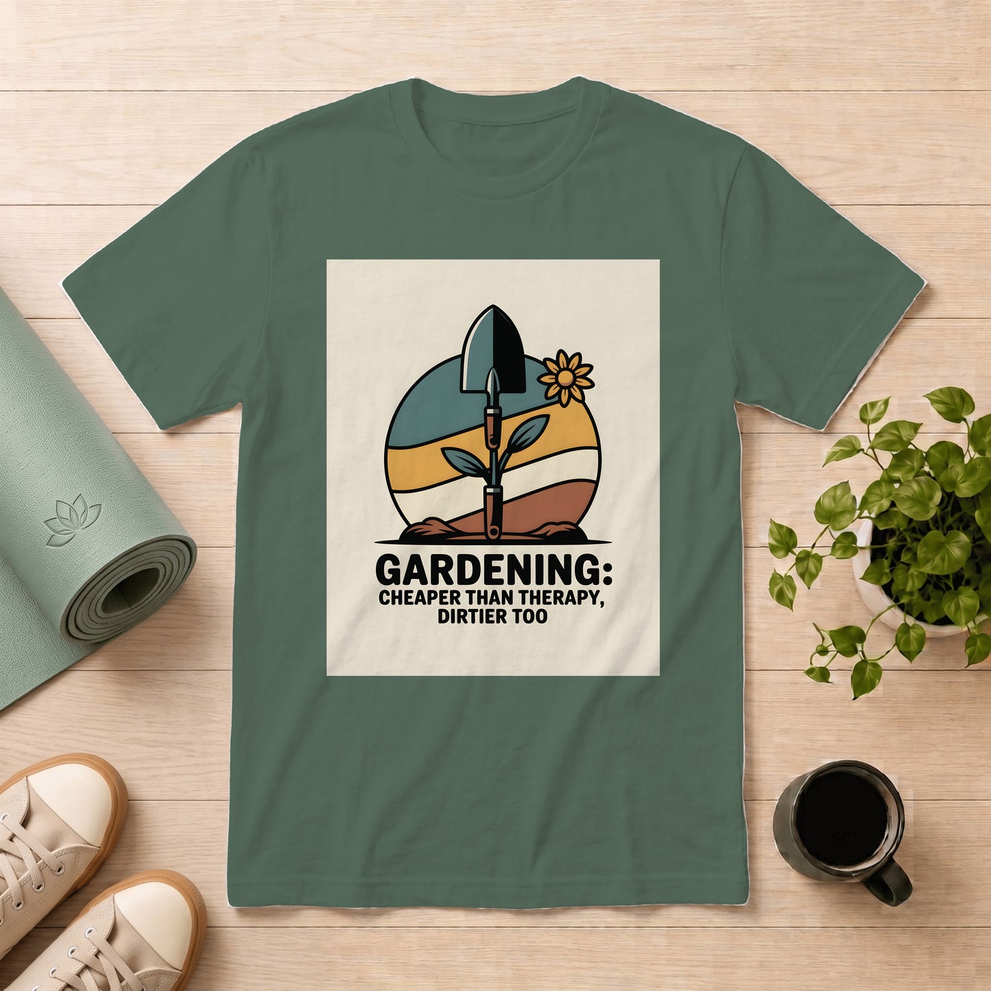 Gardening T-Shirt — "Gardening: Cheaper Than Therapy, Dirtier Too" Vintage Plant Lover Tee