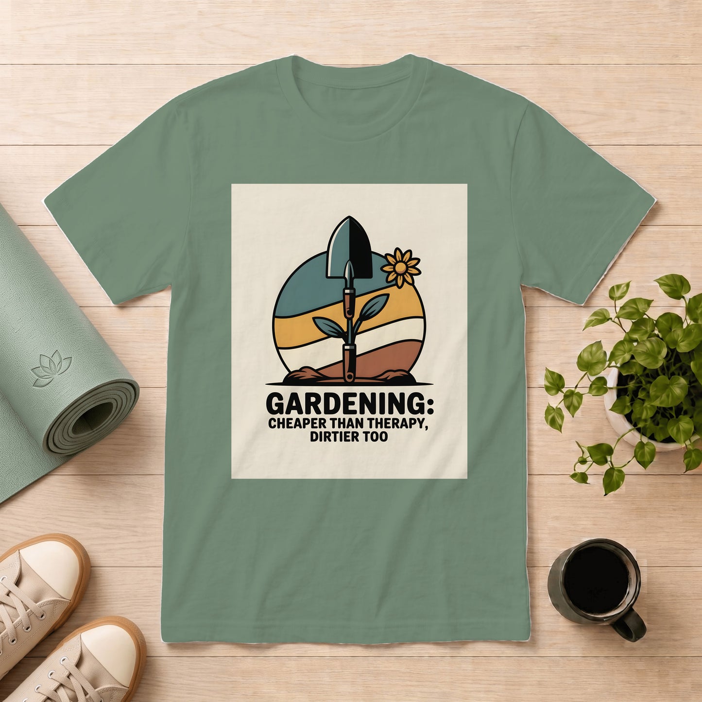 Gardening T-Shirt — "Gardening: Cheaper Than Therapy, Dirtier Too" Vintage Plant Lover Tee