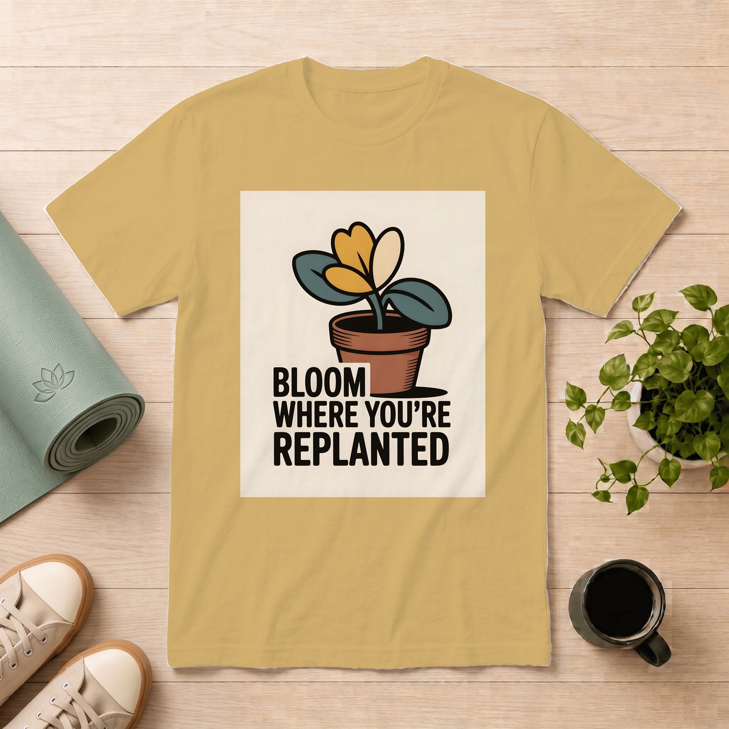 Bloom Where You're Replanted T-Shirt — Inspirational Plant Graphic Tee