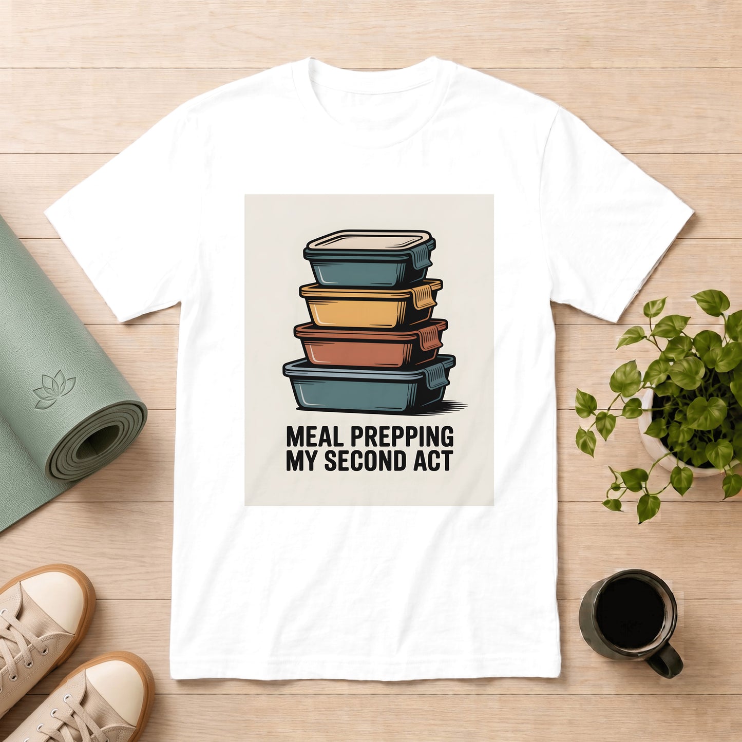 Meal Prepping My Second Act T-Shirt — Funny Meal Prep Containers Top for Home Cooks