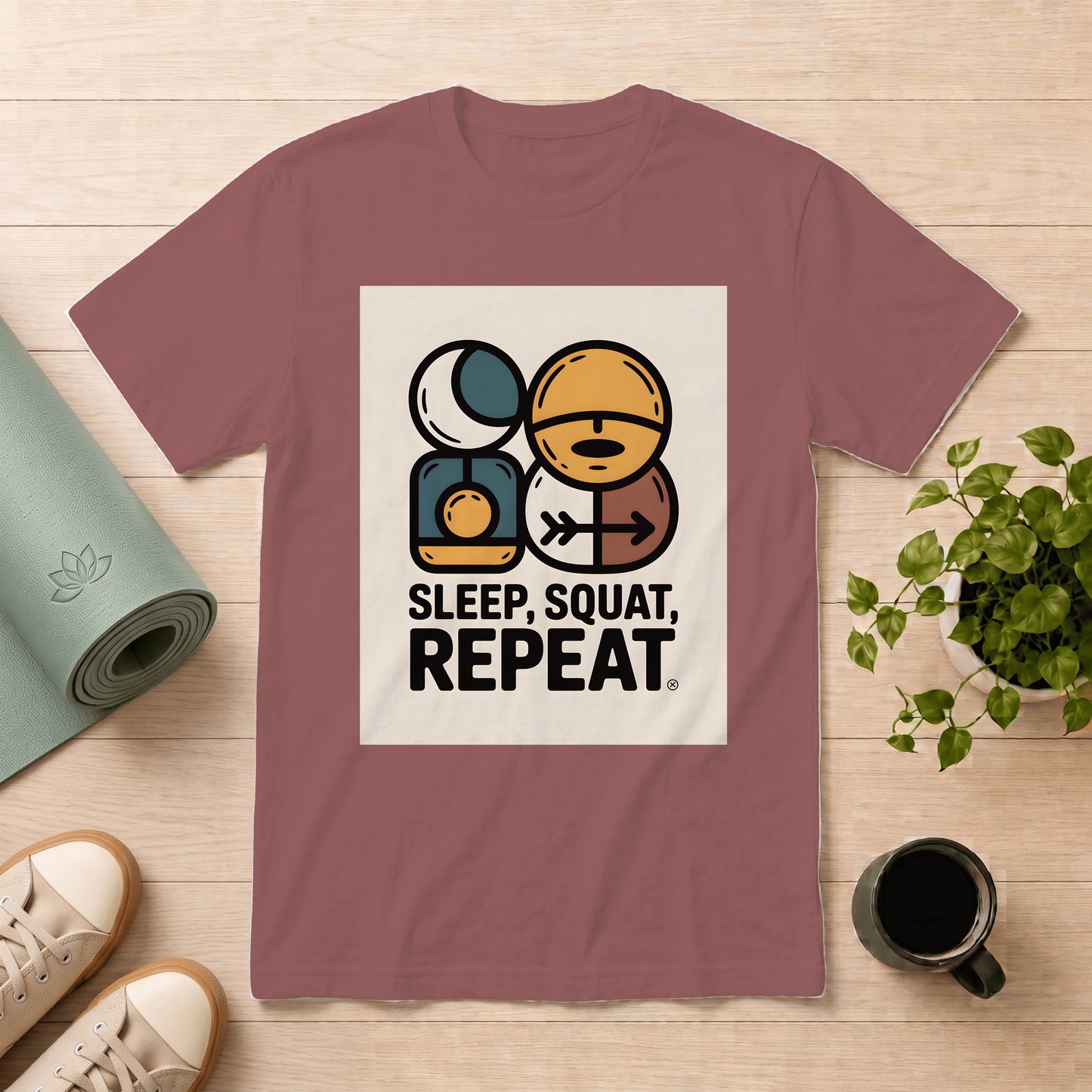 Sleep, Squat, Repeat T-Shirt — Gym Fitness Workout Tee