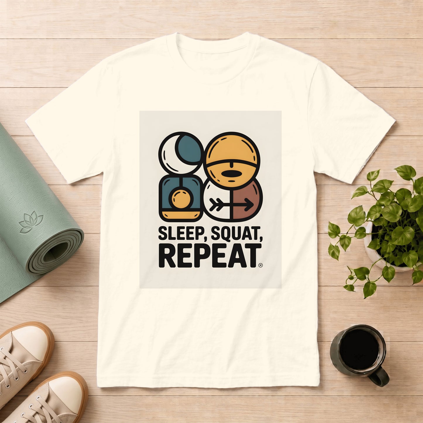 Sleep, Squat, Repeat T-Shirt — Gym Fitness Workout Tee