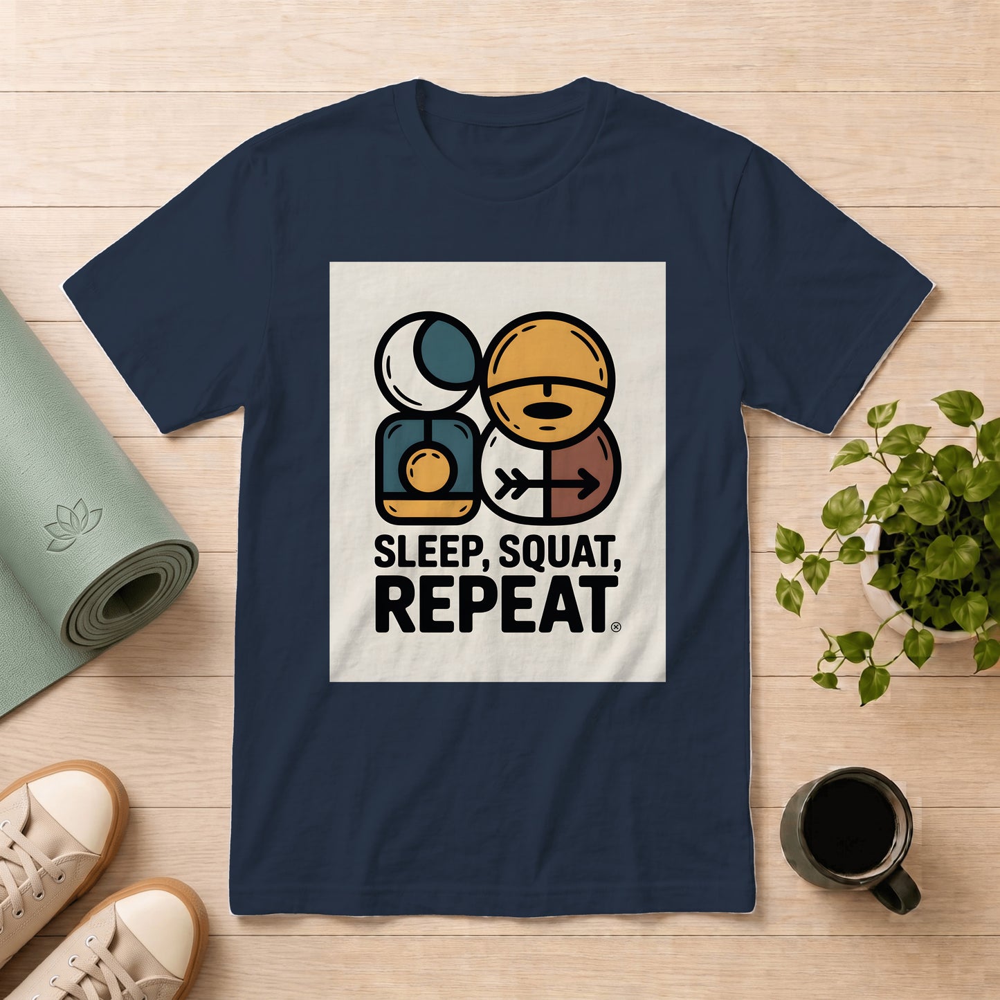 Sleep, Squat, Repeat T-Shirt — Gym Fitness Workout Tee