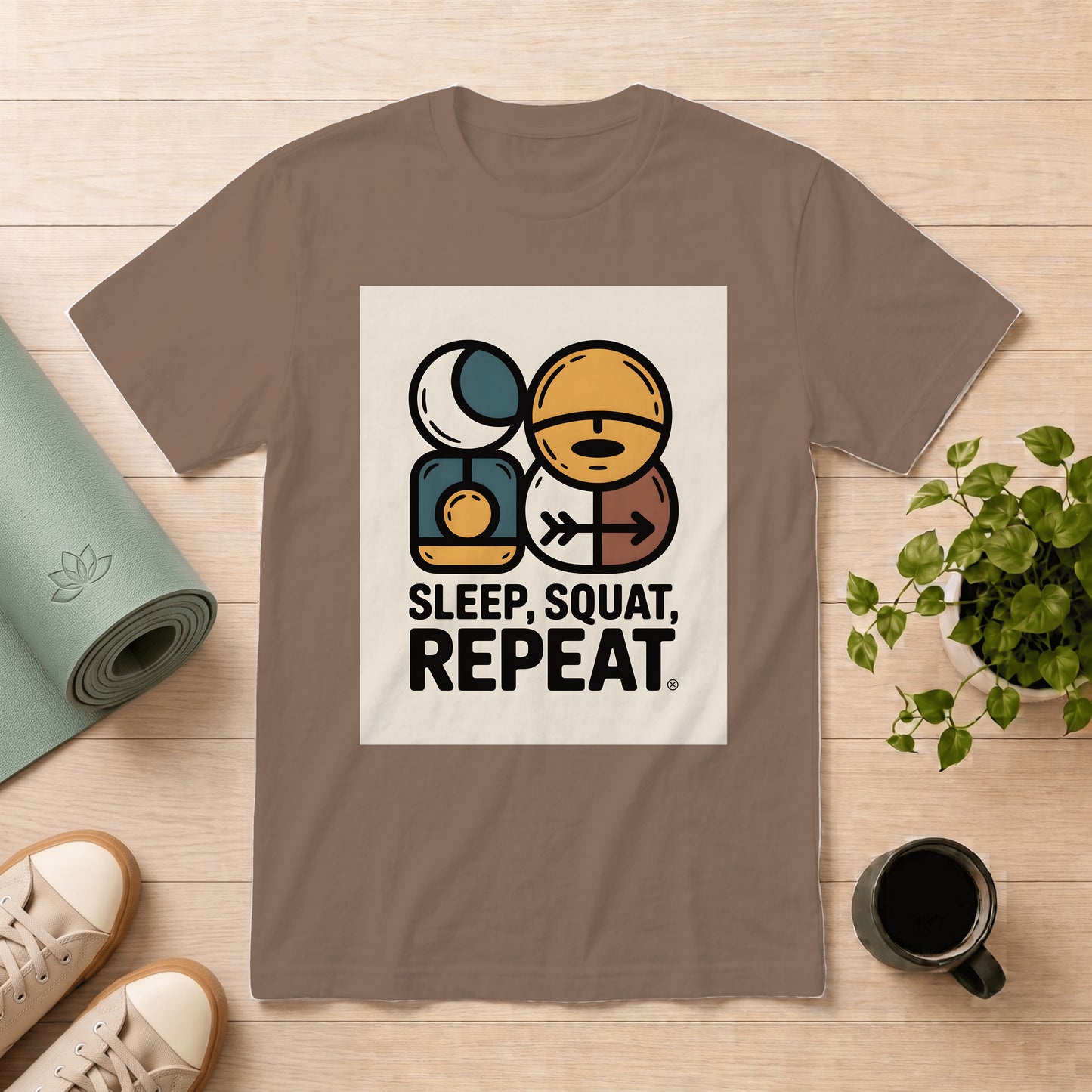 Sleep, Squat, Repeat T-Shirt — Gym Fitness Workout Tee
