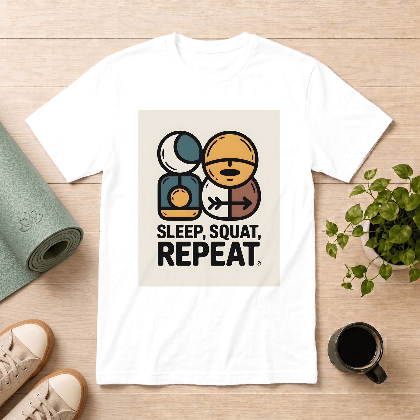 Sleep, Squat, Repeat T-Shirt — Gym Fitness Workout Tee