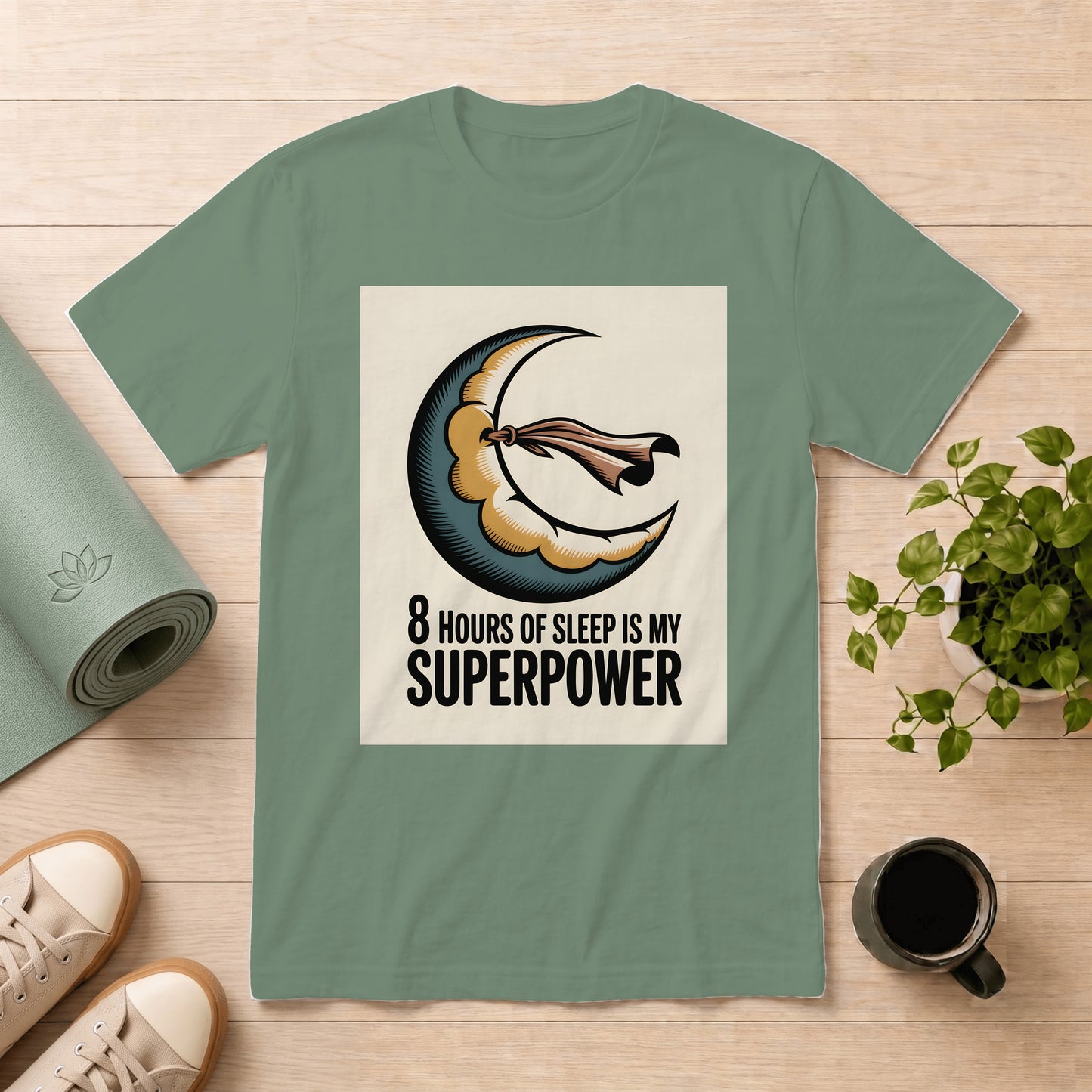 Sleep Superpower T-Shirt — 8 Hours of Sleep Is My Superpower Vintage Moon Tee
