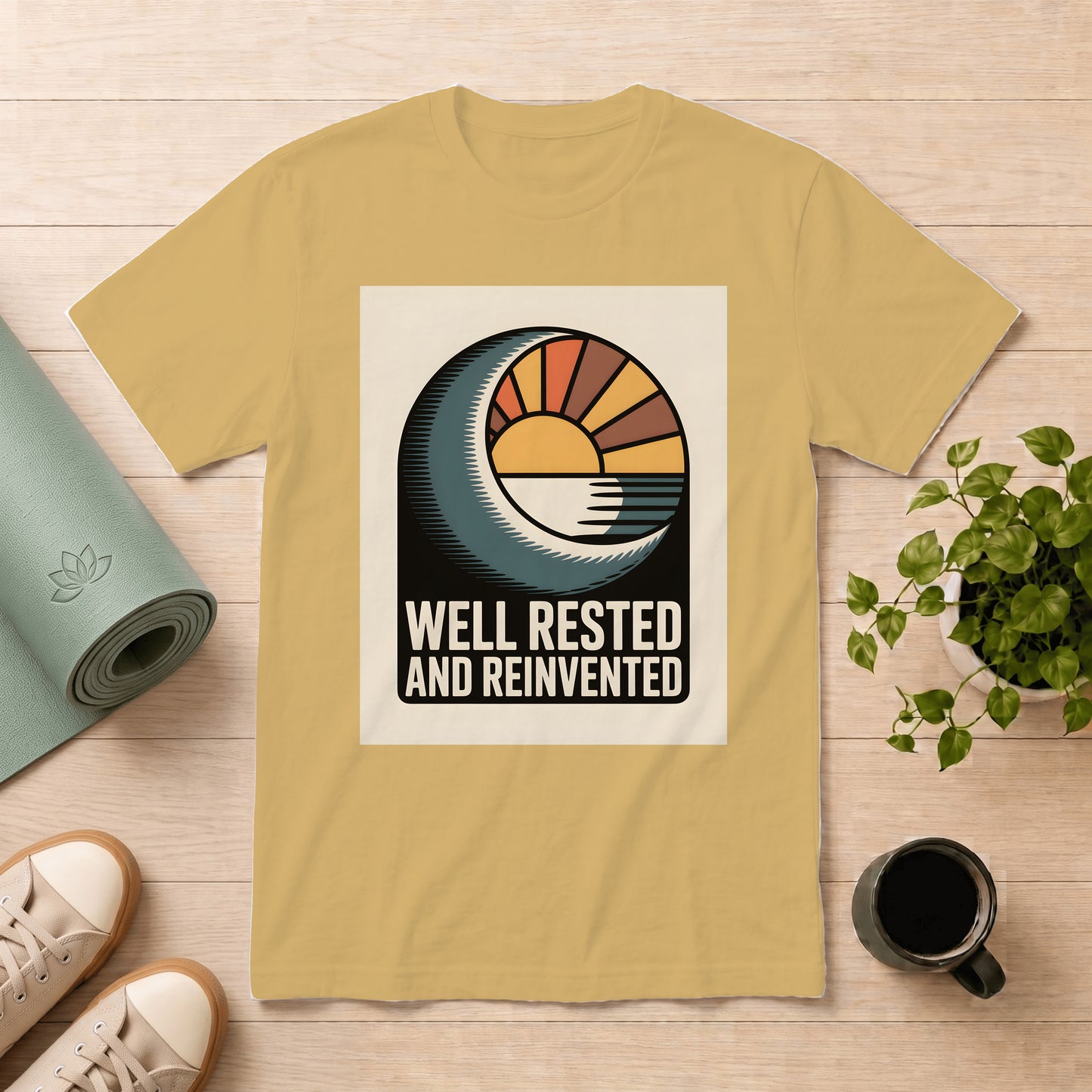 Well Rested and Reinvented T-Shirt — Retro Sunrise Graphic Tee