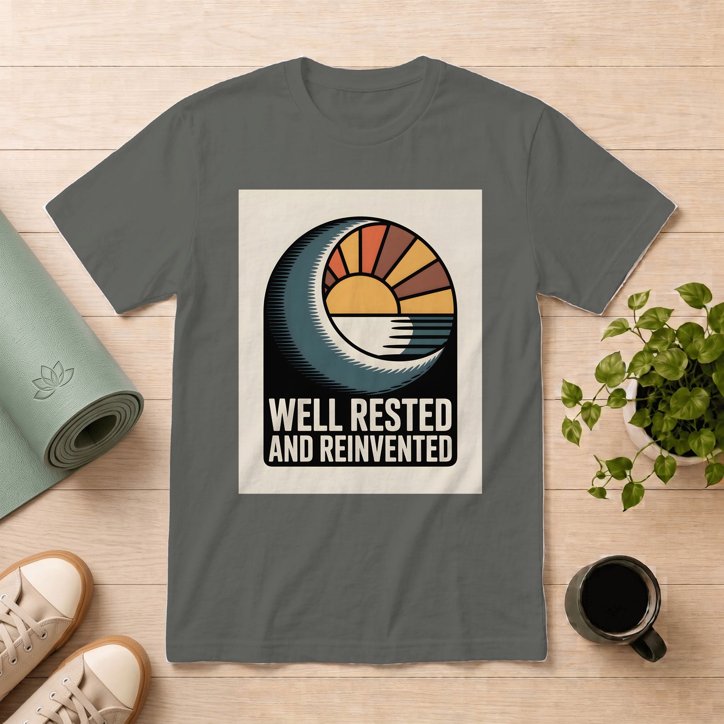 Well Rested and Reinvented T-Shirt — Retro Sunrise Graphic Tee