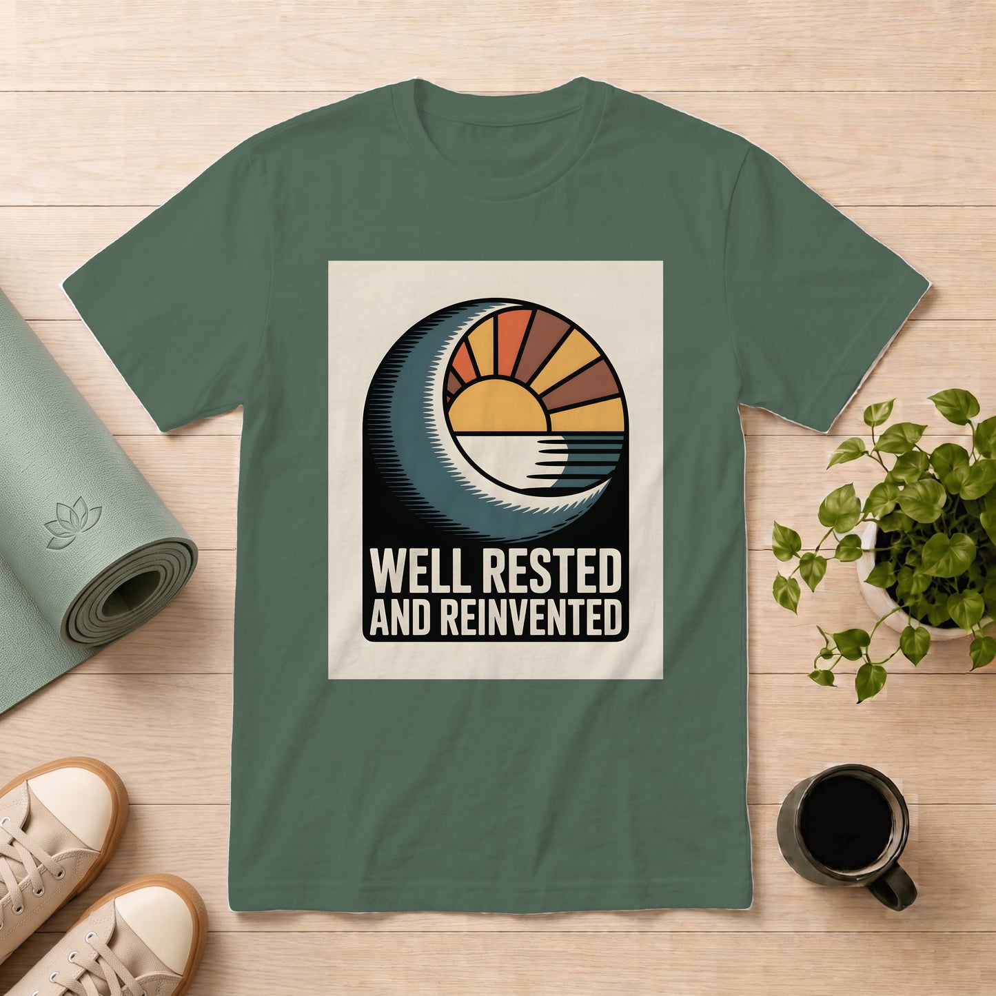 Well Rested and Reinvented T-Shirt — Retro Sunrise Graphic Tee