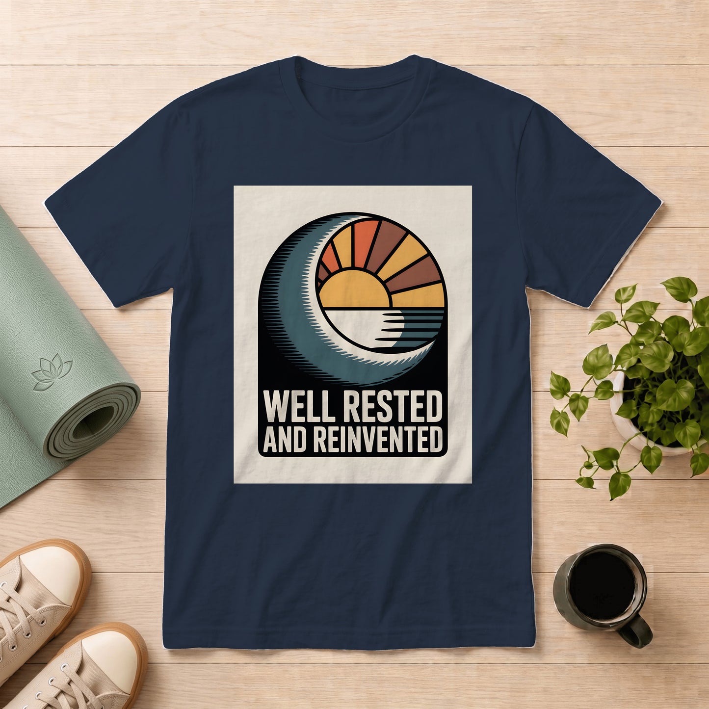 Well Rested and Reinvented T-Shirt — Retro Sunrise Graphic Tee