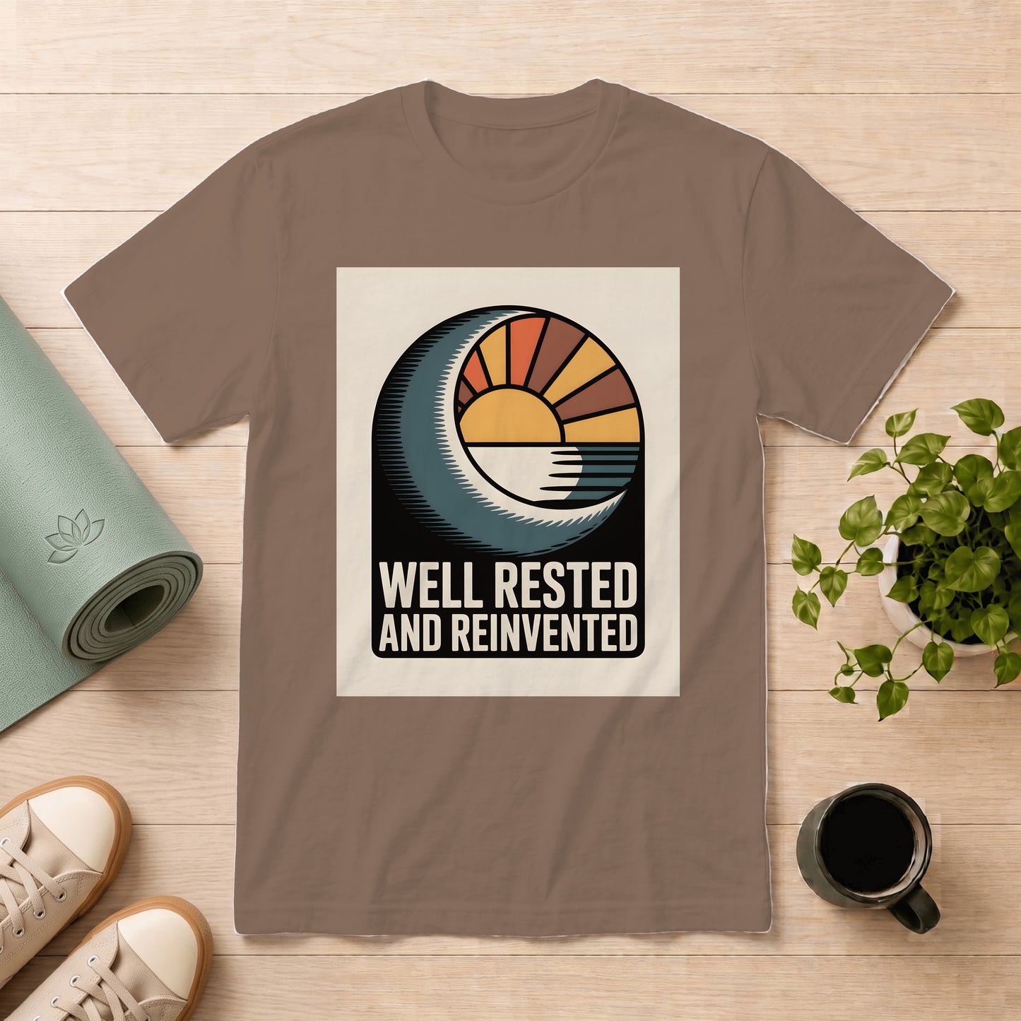 Well Rested and Reinvented T-Shirt — Retro Sunrise Graphic Tee