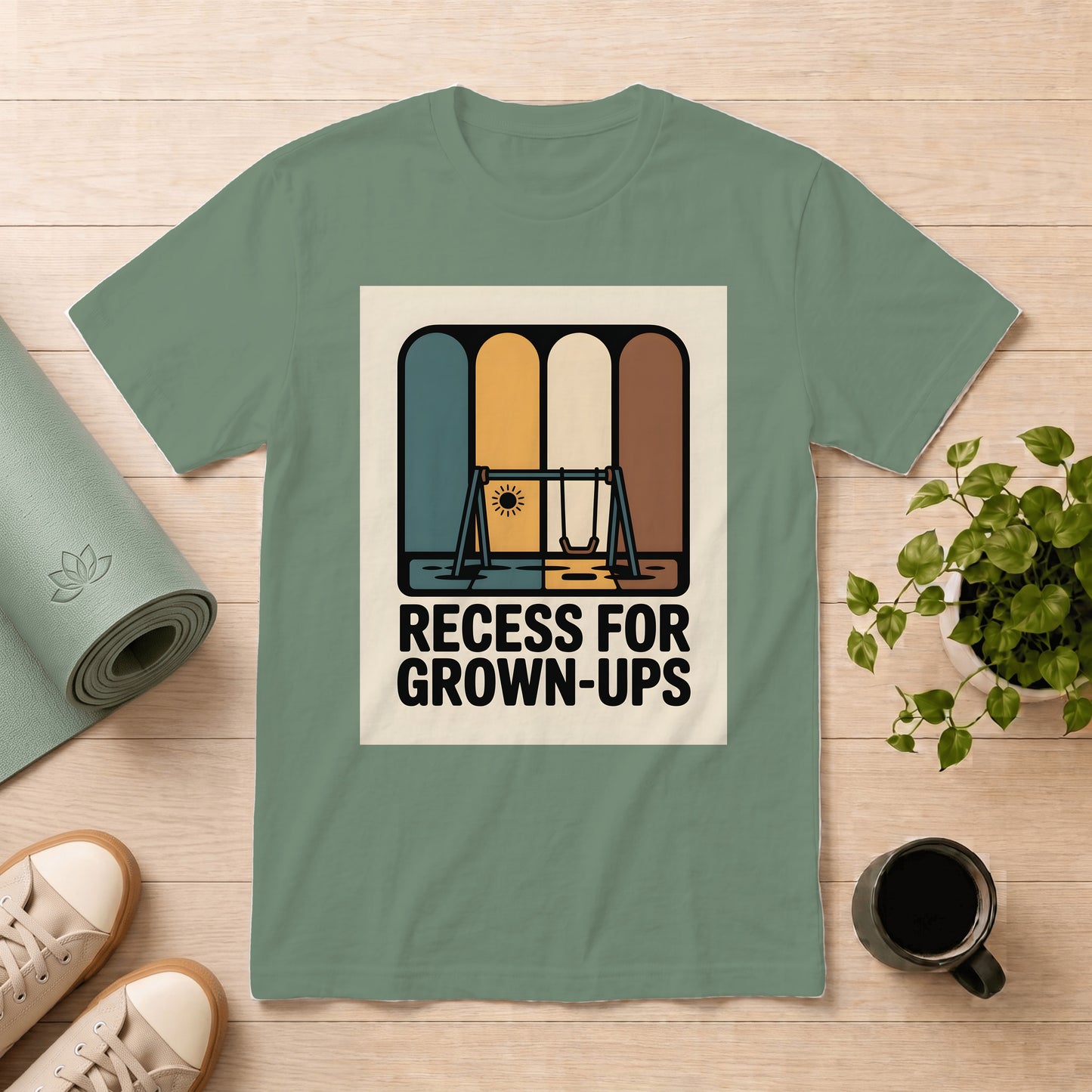 T-Shirt — "Recess for Grown-Ups" Vintage Playground Graphic Tee