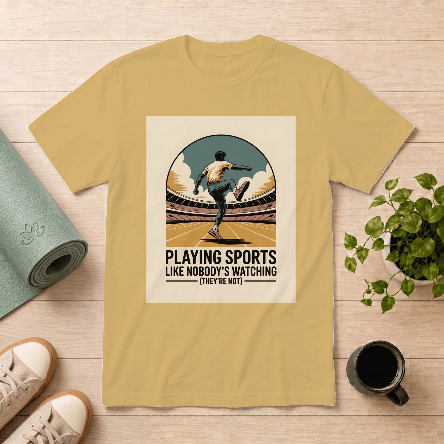 T-Shirt — "Playing Sports Like Nobody's Watching (They're Not)" Vintage Athletic Tee