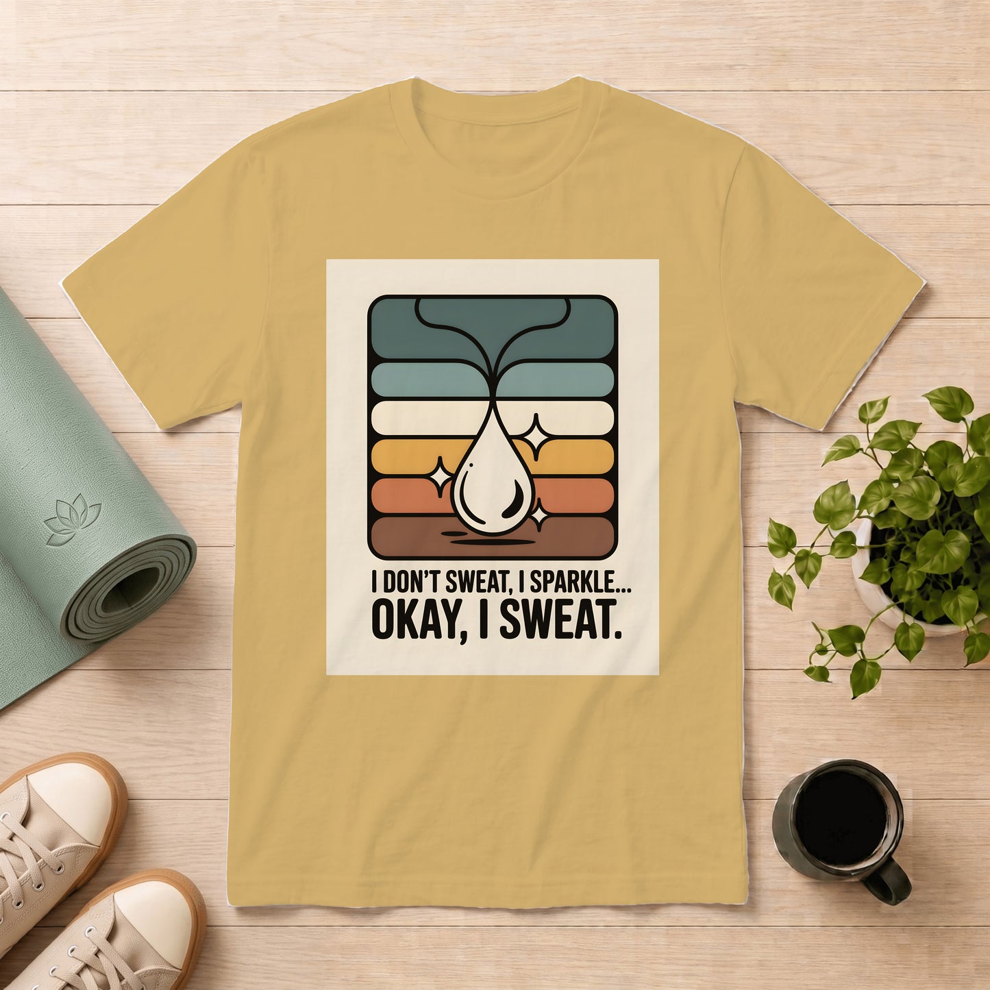 T-Shirt — I Don't Sweat, I Sparkle... Okay, I Sweat. Retro Fitness Graphic Tee