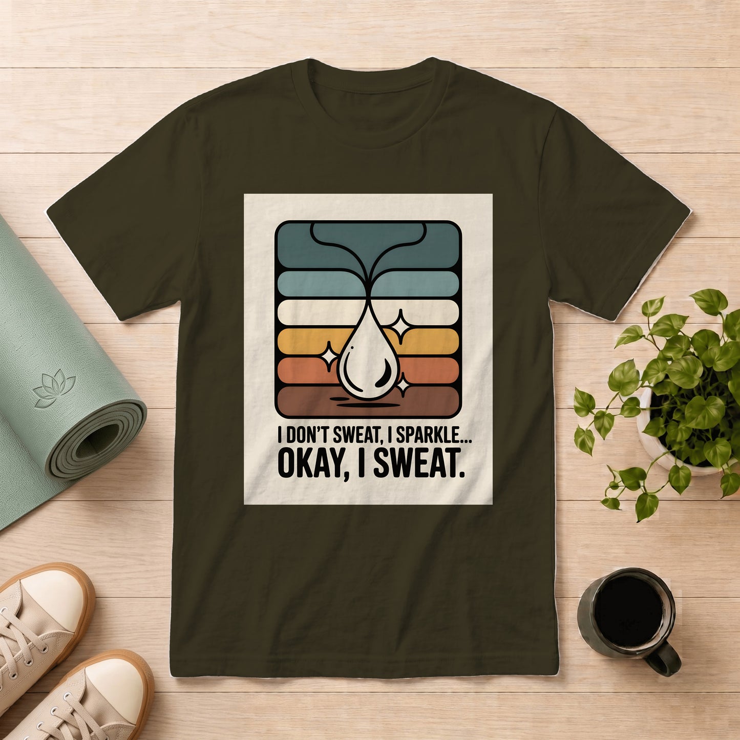 T-Shirt — I Don't Sweat, I Sparkle... Okay, I Sweat. Retro Fitness Graphic Tee