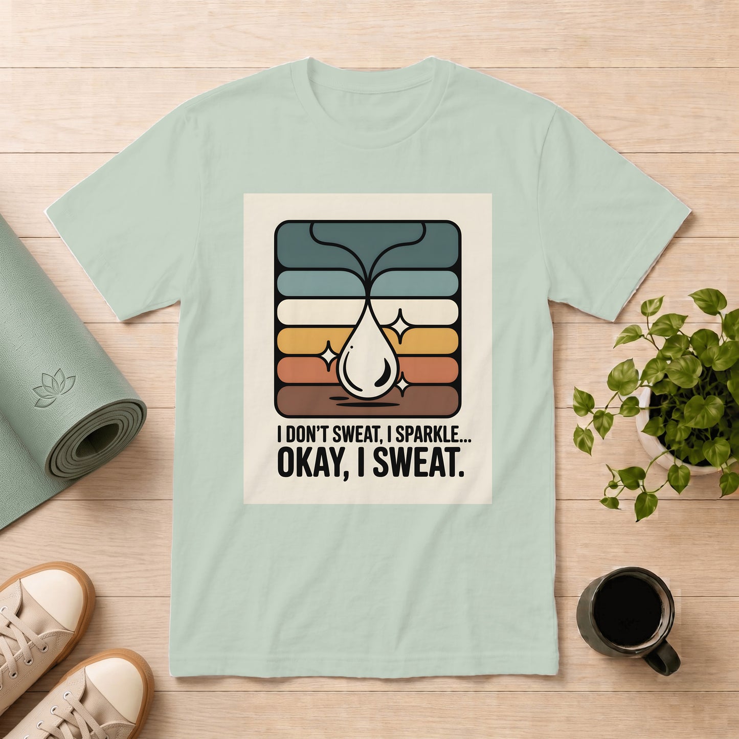 T-Shirt — I Don't Sweat, I Sparkle... Okay, I Sweat. Retro Fitness Graphic Tee