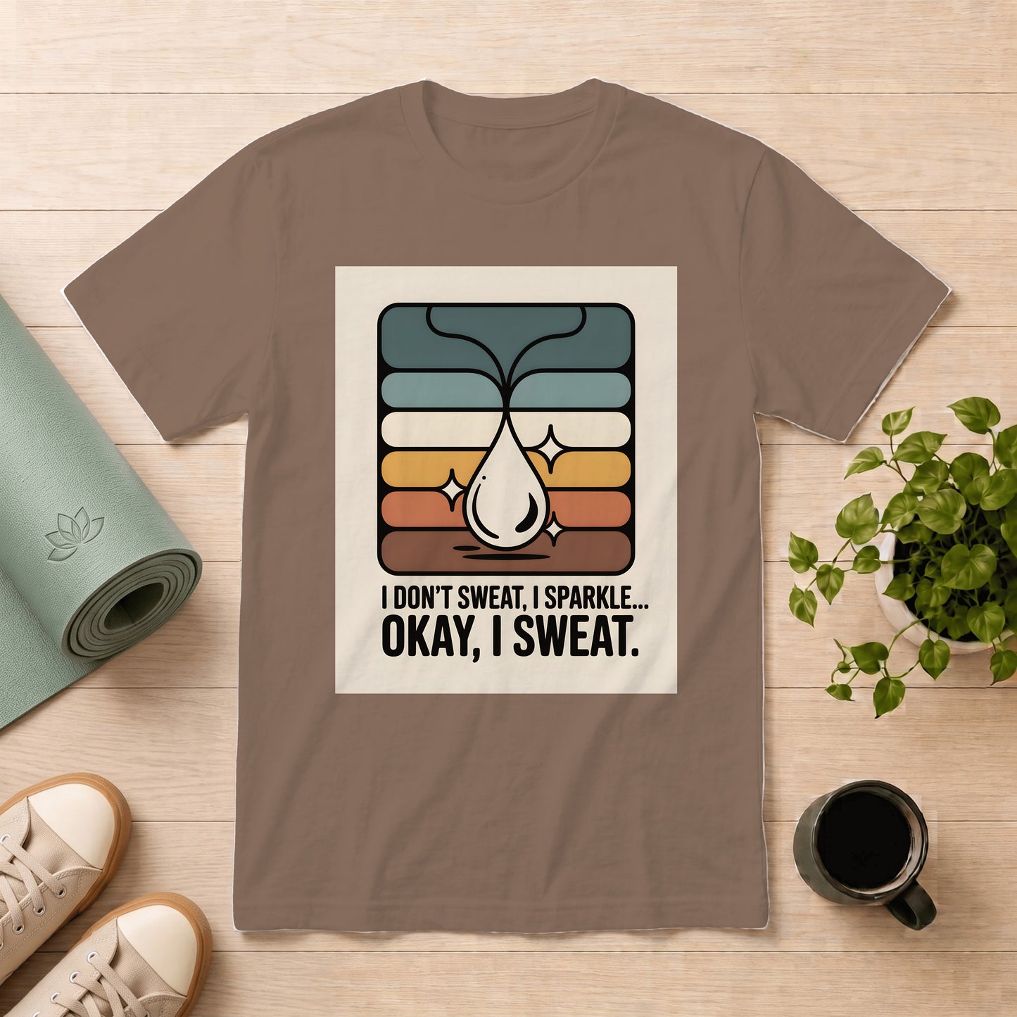 T-Shirt — I Don't Sweat, I Sparkle... Okay, I Sweat. Retro Fitness Graphic Tee