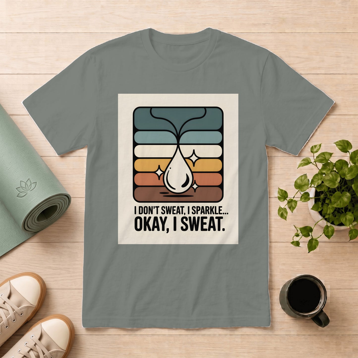 T-Shirt — I Don't Sweat, I Sparkle... Okay, I Sweat. Retro Fitness Graphic Tee