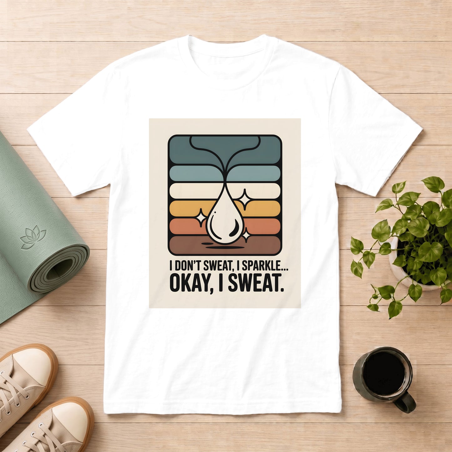 T-Shirt — I Don't Sweat, I Sparkle... Okay, I Sweat. Retro Fitness Graphic Tee