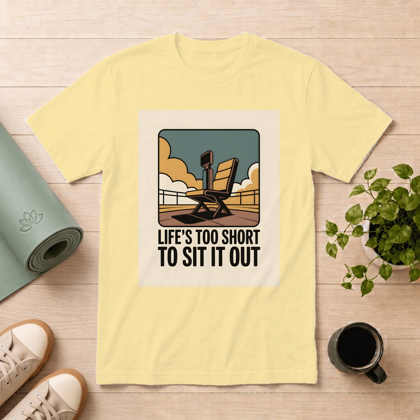 T‑Shirt — Retro Beach Chair Design "Life's Too Short To Sit It Out"