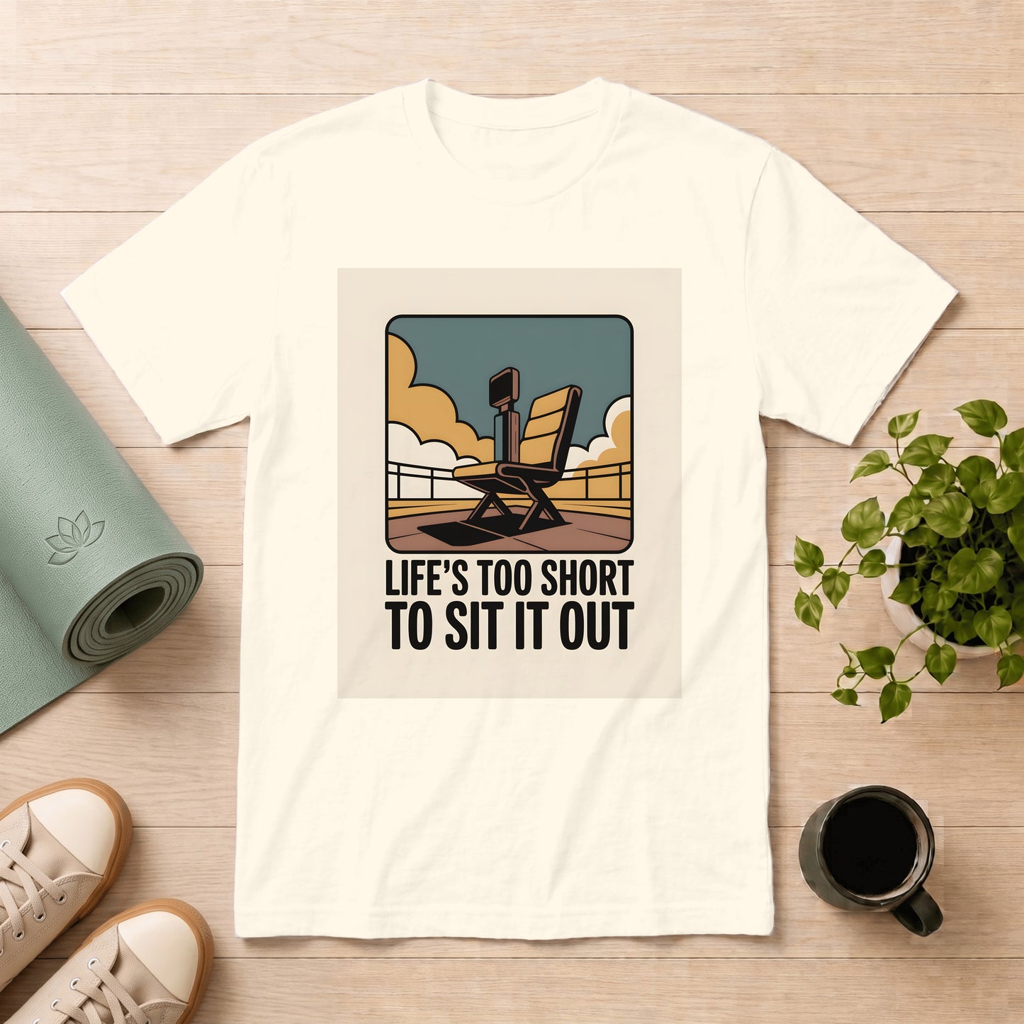 T‑Shirt — Retro Beach Chair Design "Life's Too Short To Sit It Out"