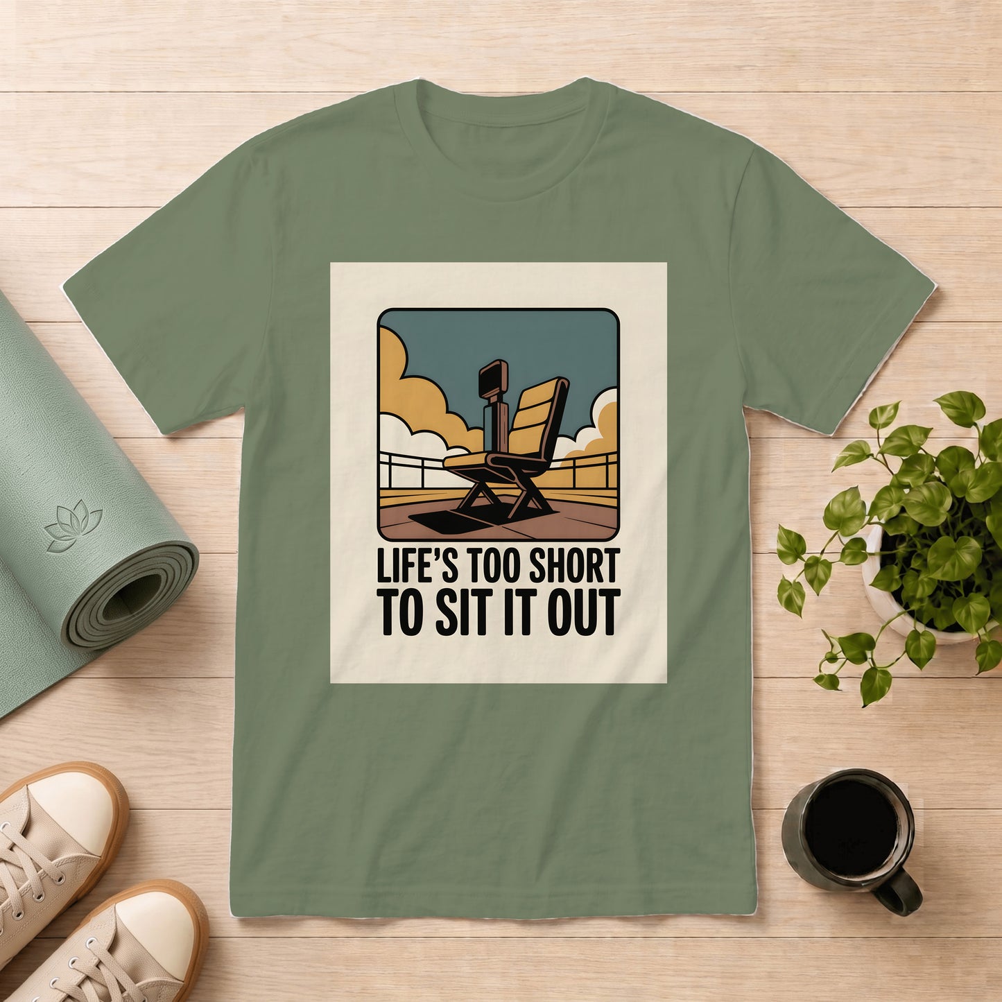 T‑Shirt — Retro Beach Chair Design "Life's Too Short To Sit It Out"