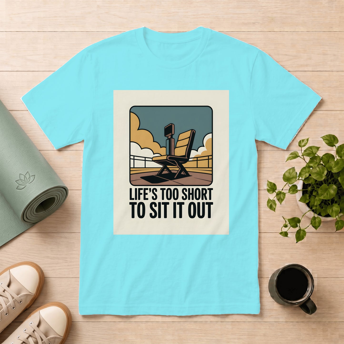 T‑Shirt — Retro Beach Chair Design "Life's Too Short To Sit It Out"