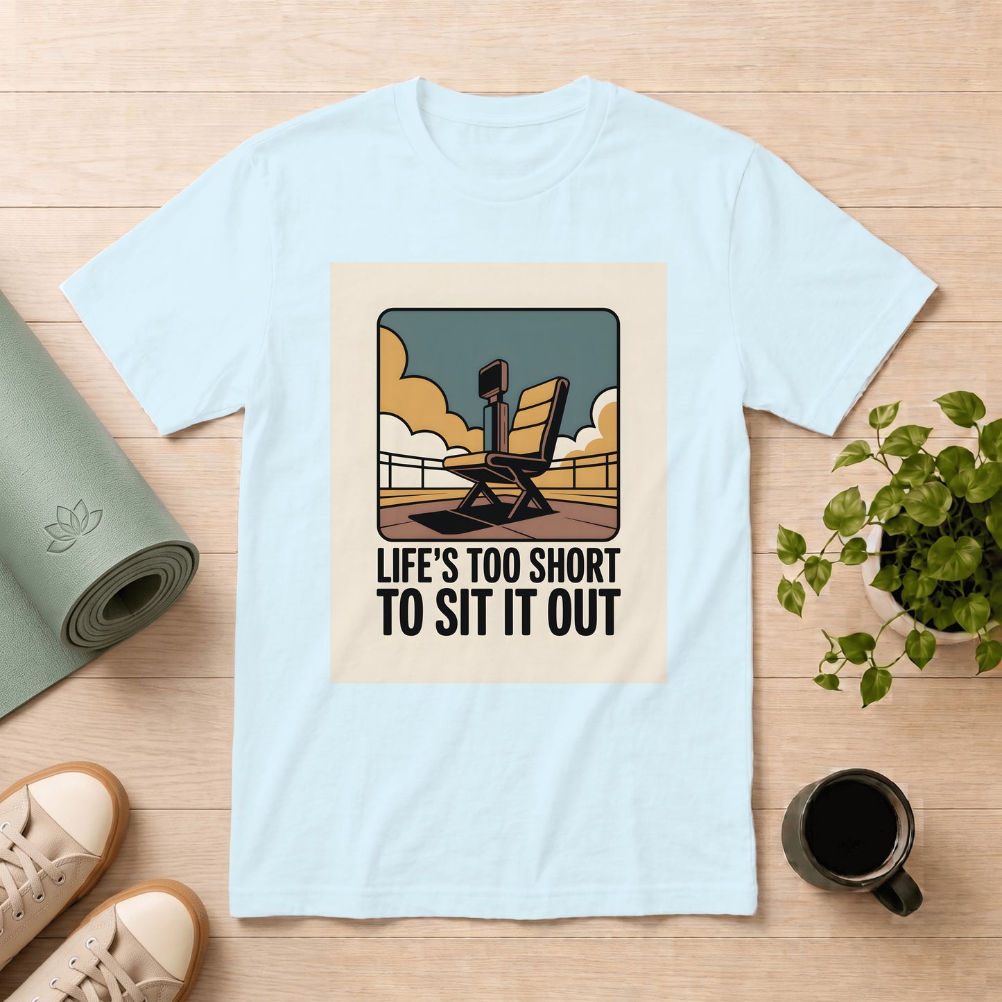 T‑Shirt — Retro Beach Chair Design "Life's Too Short To Sit It Out"