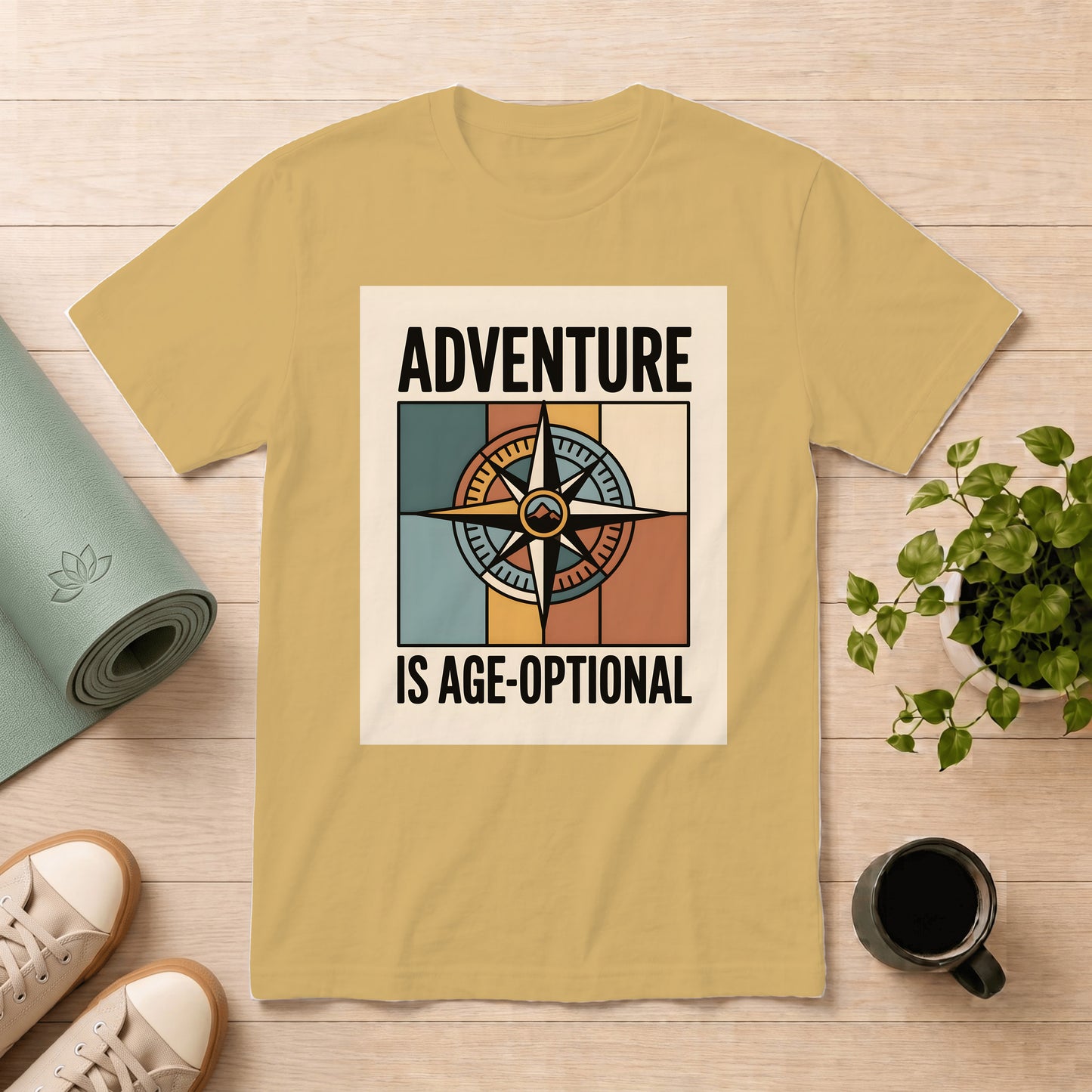 Adventure Is Age-Optional T-Shirt — Retro Compass Graphic Tee