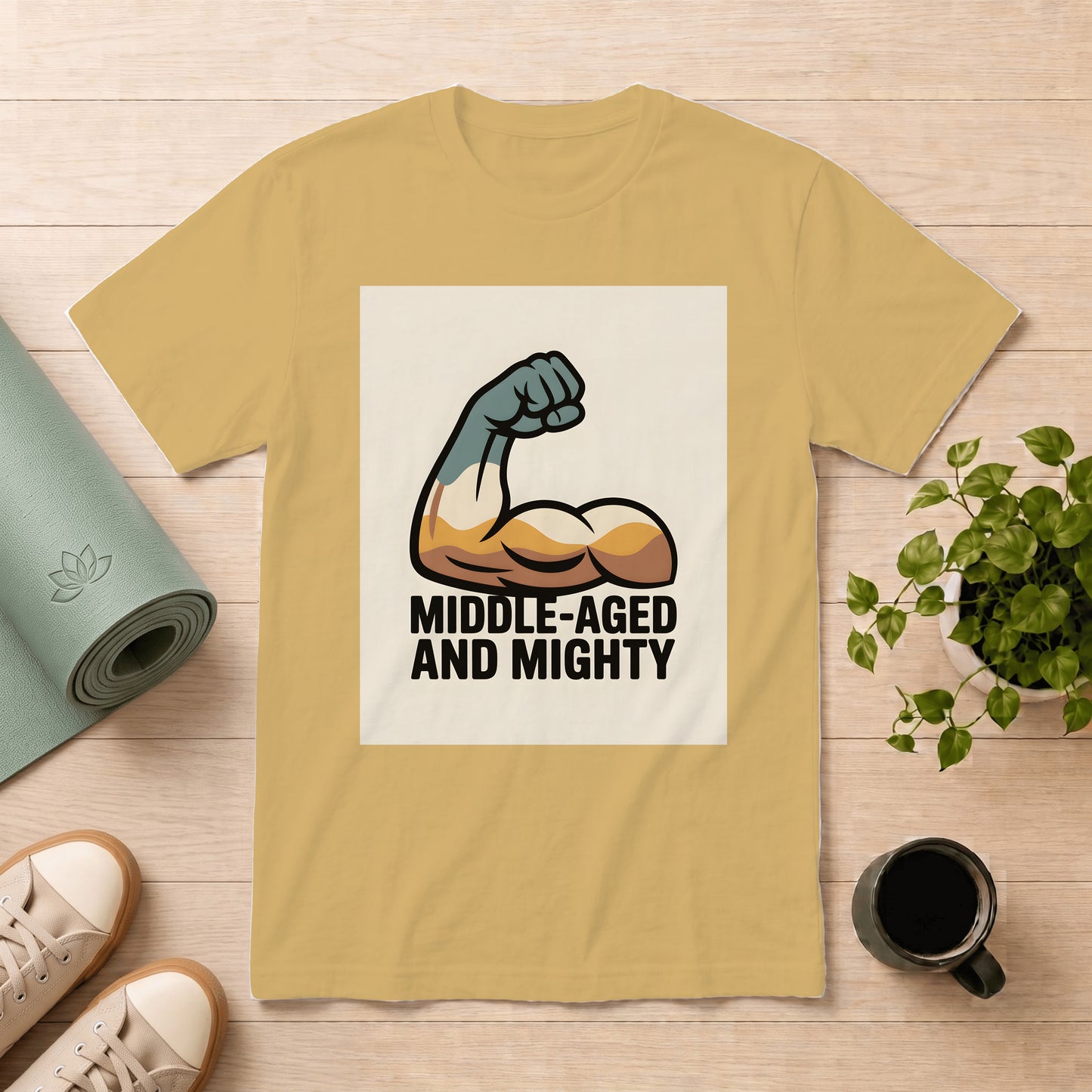 Middle-Aged and Mighty T-Shirt — Funny Gift for Dad, 40s-50s Pride Tee
