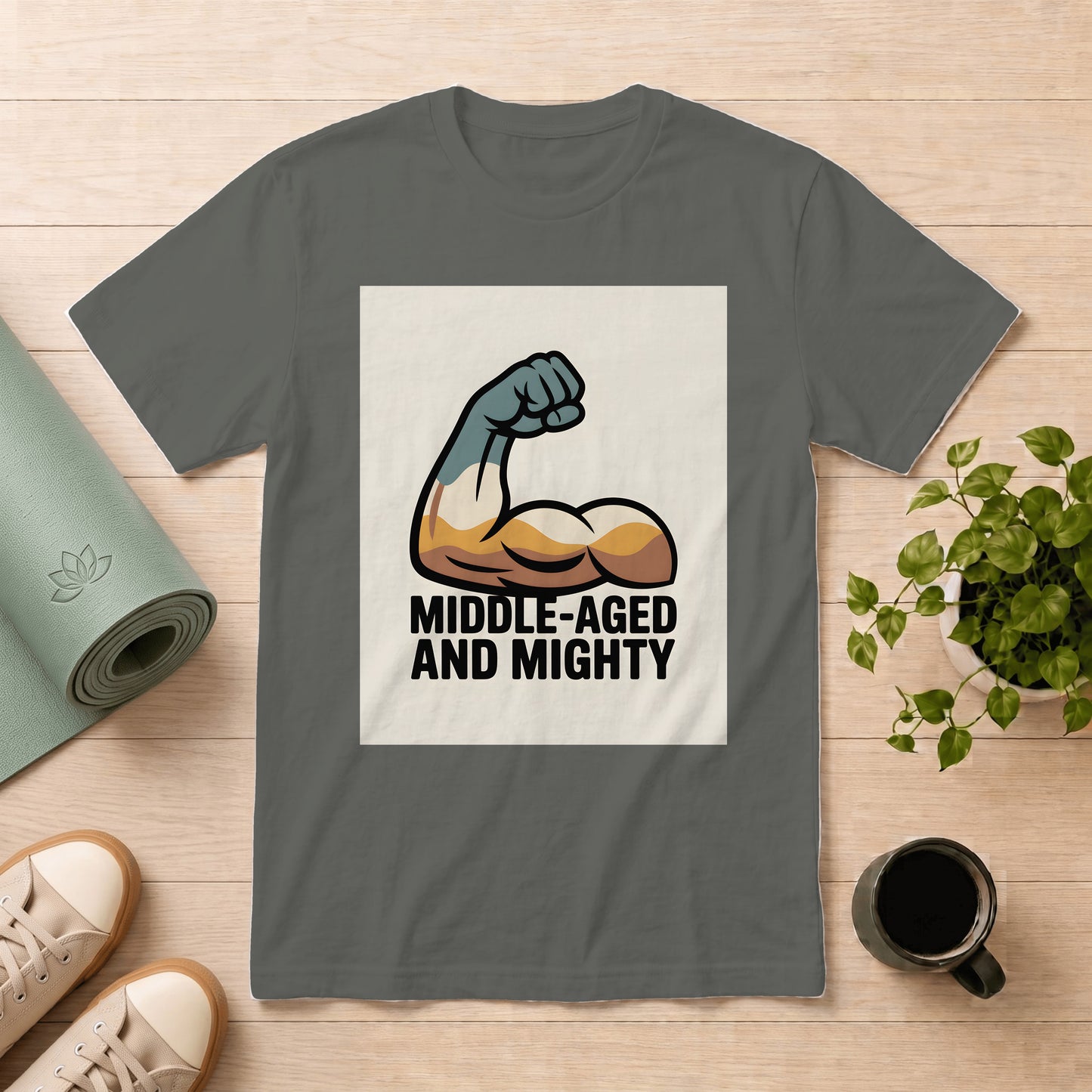 Middle-Aged and Mighty T-Shirt — Funny Gift for Dad, 40s-50s Pride Tee
