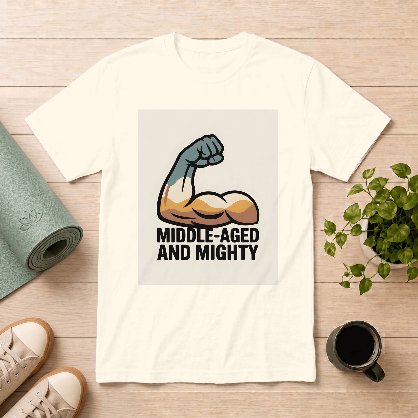 Middle-Aged and Mighty T-Shirt — Funny Gift for Dad, 40s-50s Pride Tee