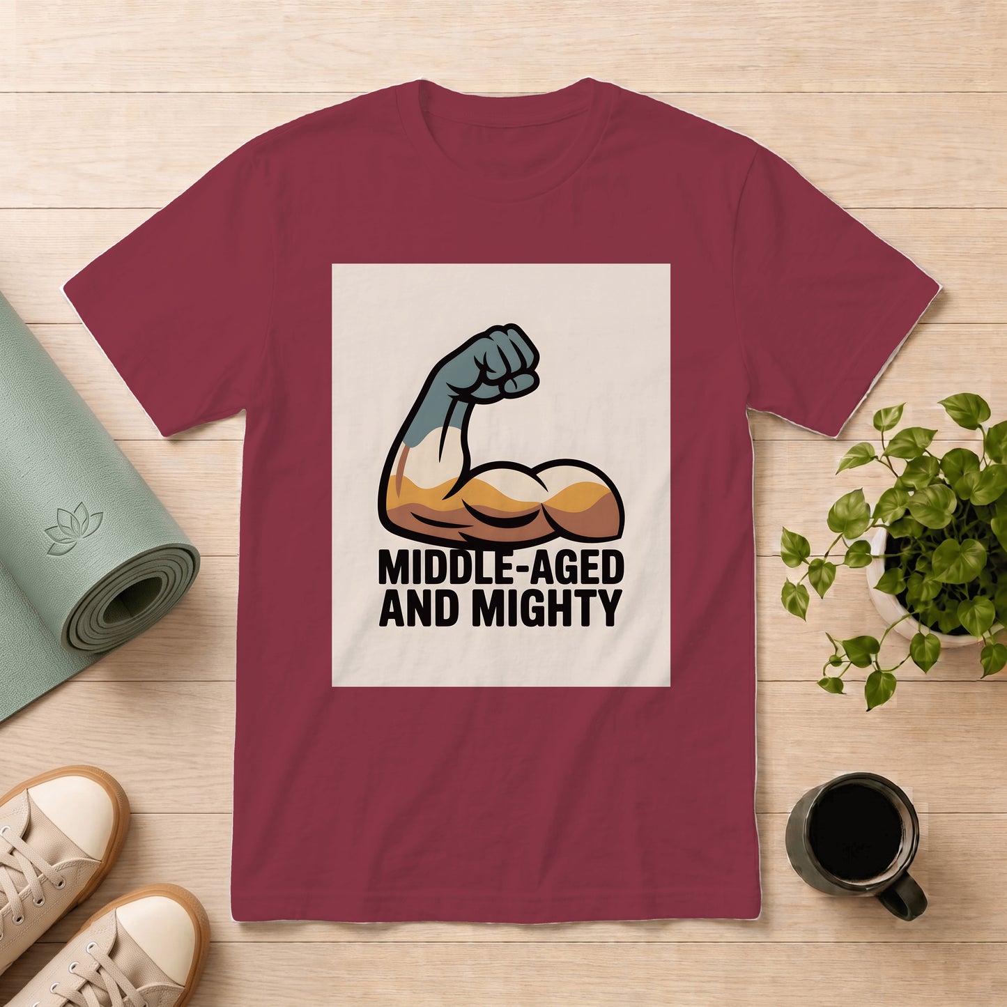 Middle-Aged and Mighty T-Shirt — Funny Gift for Dad, 40s-50s Pride Tee