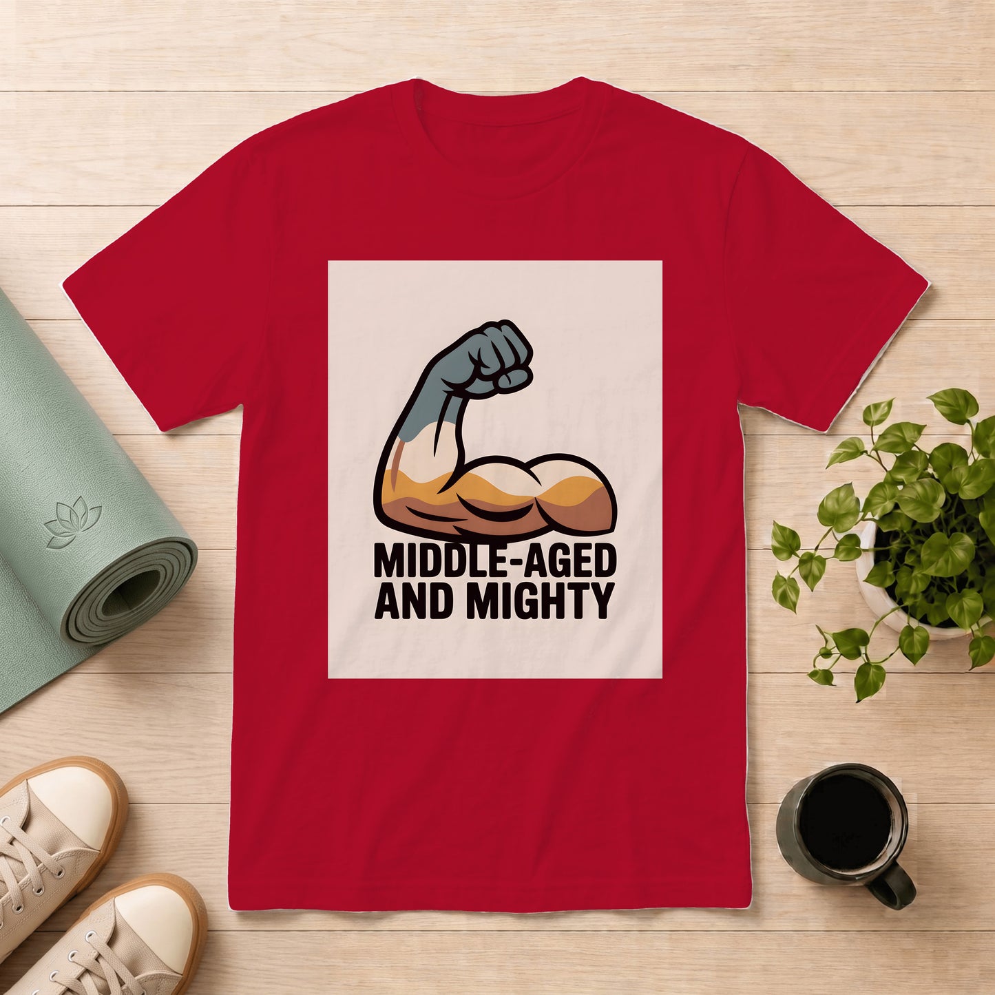 Middle-Aged and Mighty T-Shirt — Funny Gift for Dad, 40s-50s Pride Tee