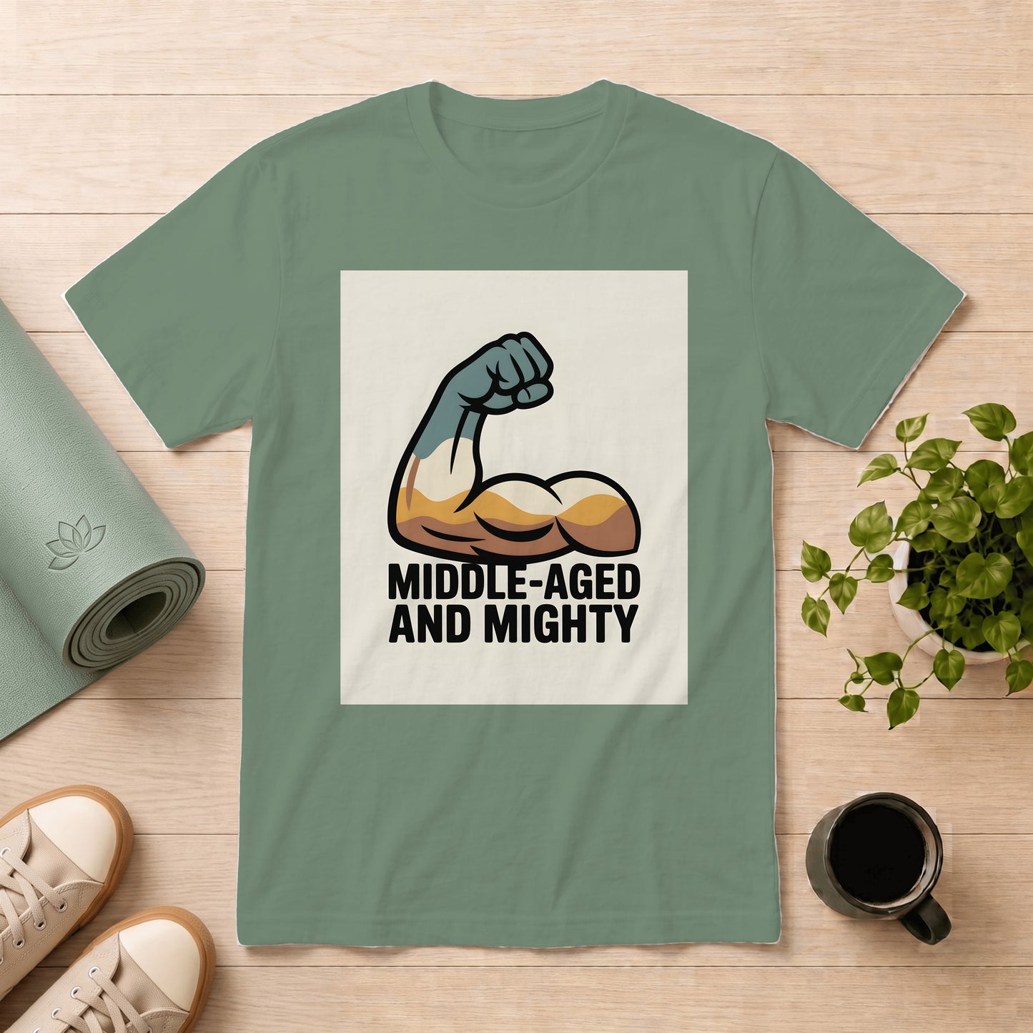 Middle-Aged and Mighty T-Shirt — Funny Gift for Dad, 40s-50s Pride Tee
